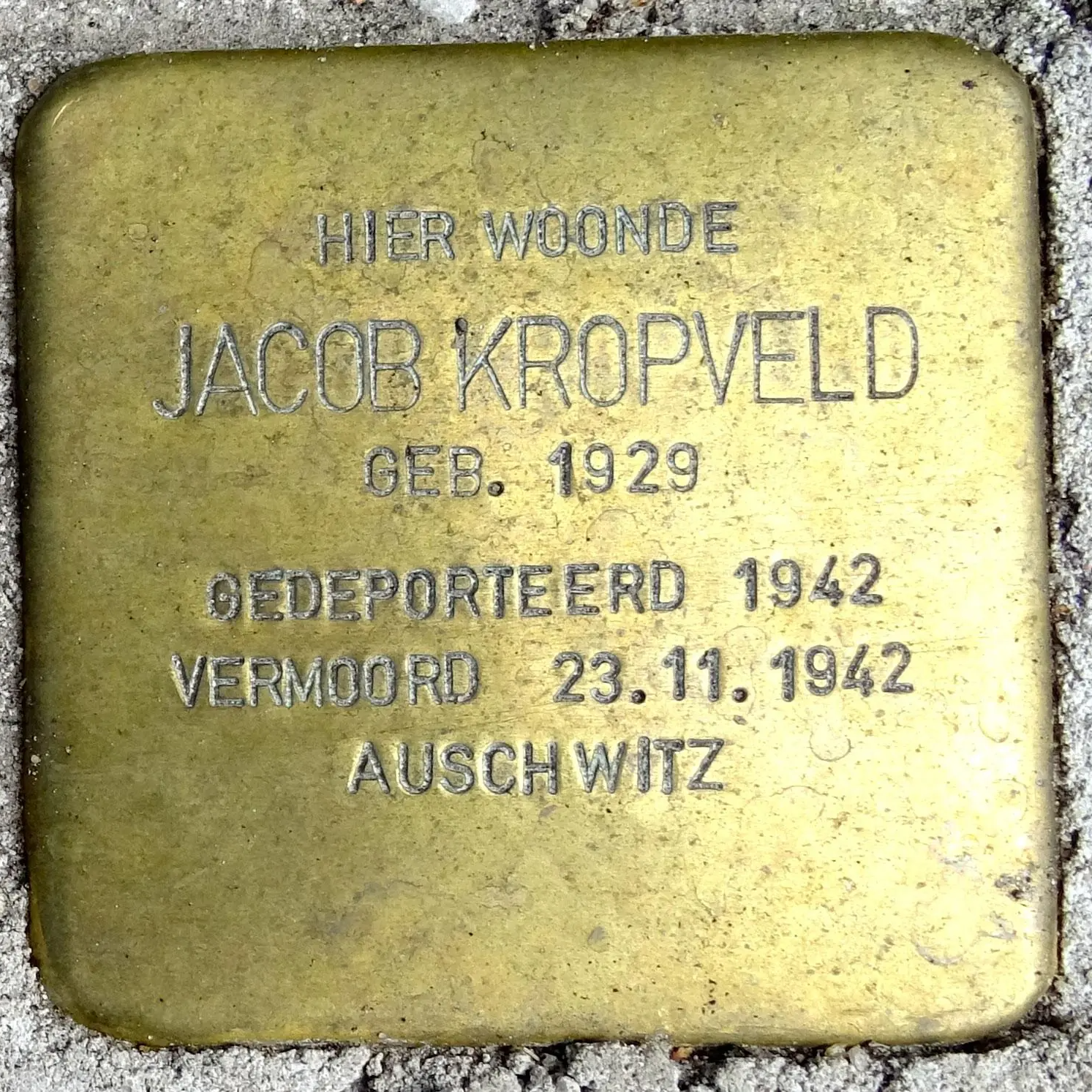 Struikelsteen voor Jacob Kropveld