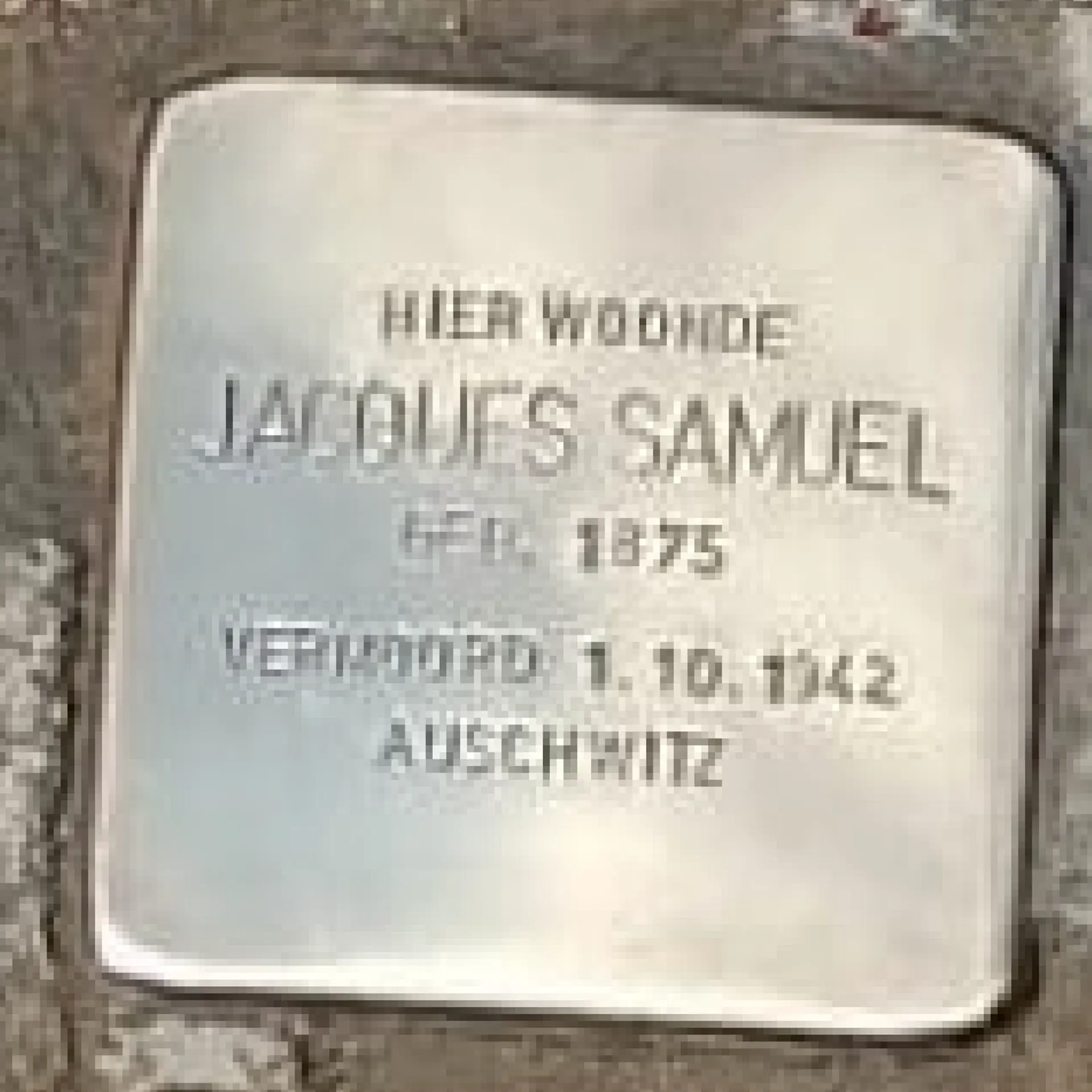 Struikelsteen voor Jacques Samuel