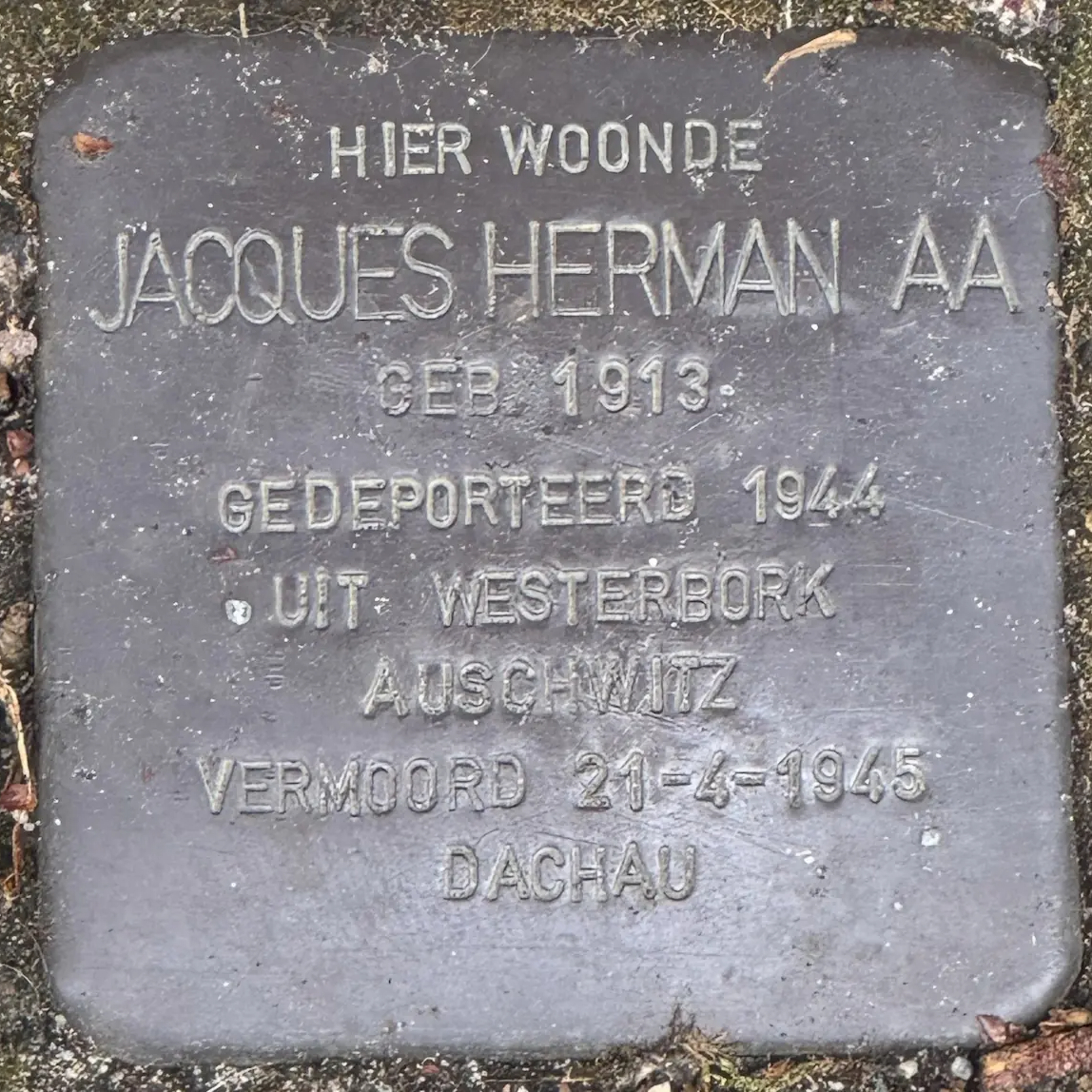 Struikelsteen voor Jacques Herman Aa