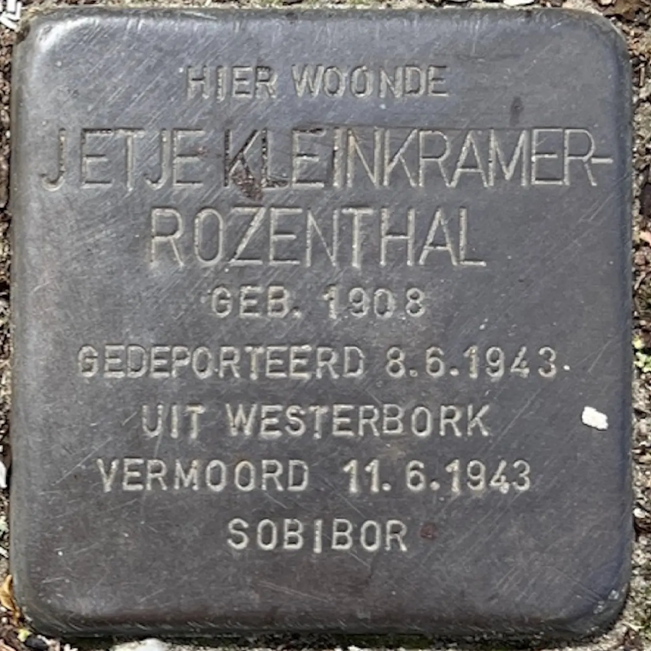 Struikelsteen voor Jetje Kleinkramer-Rozenthal