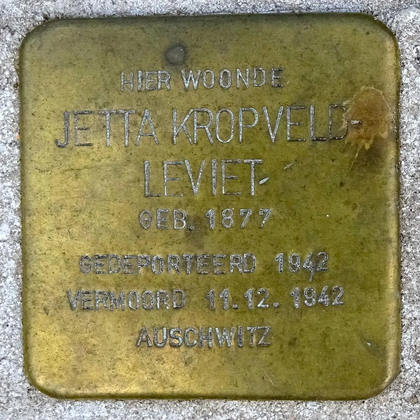 Struikelsteen voor Jetta Kropveld-Leviet