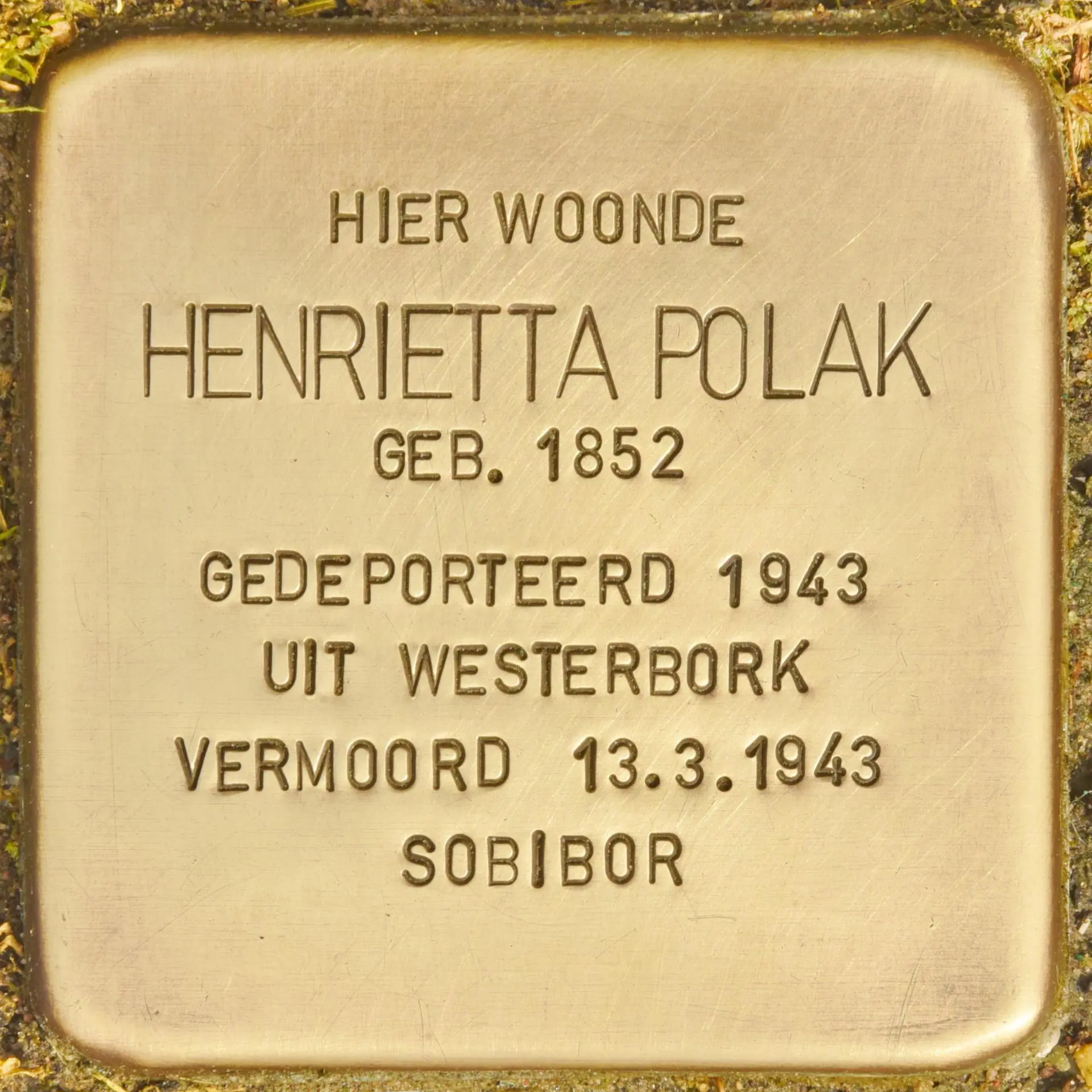 Struikelsteen voor Jetje (Henrietta) Polak