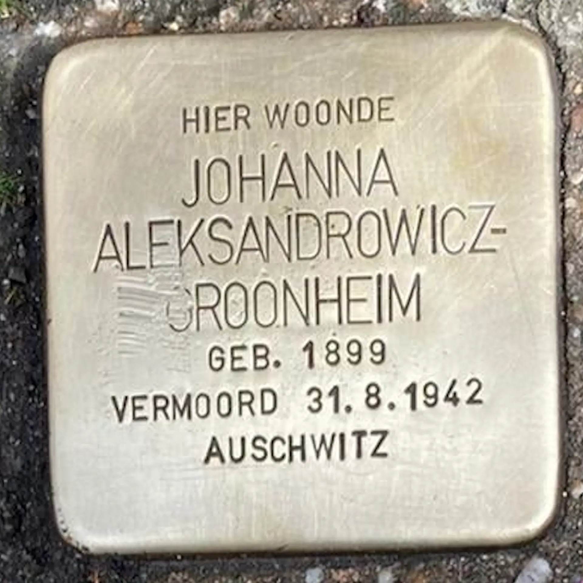 Struikelsteen voor Johanna Aleksandrowicz-Groonheim