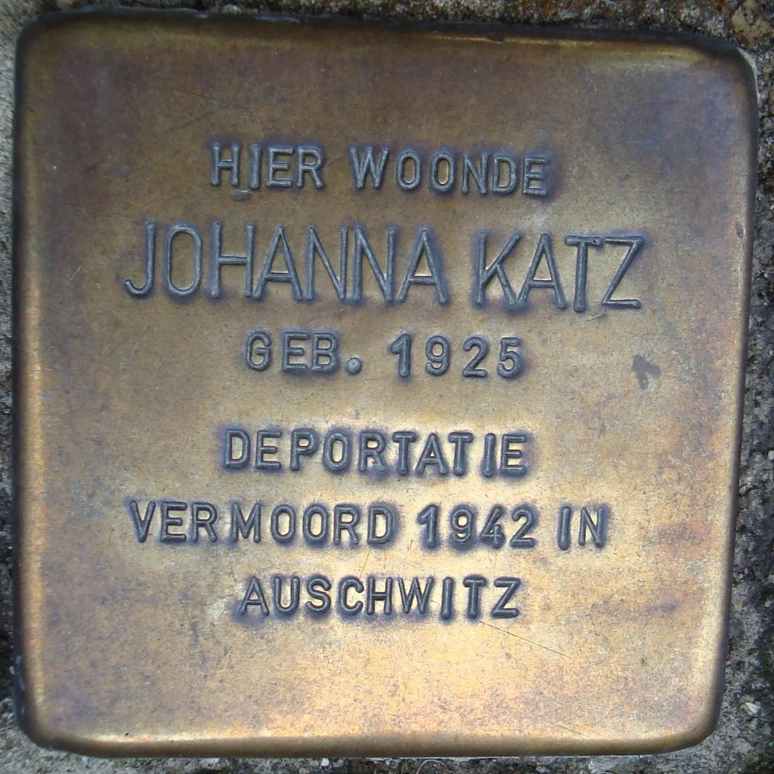 Struikelsteen voor Johanna Katz