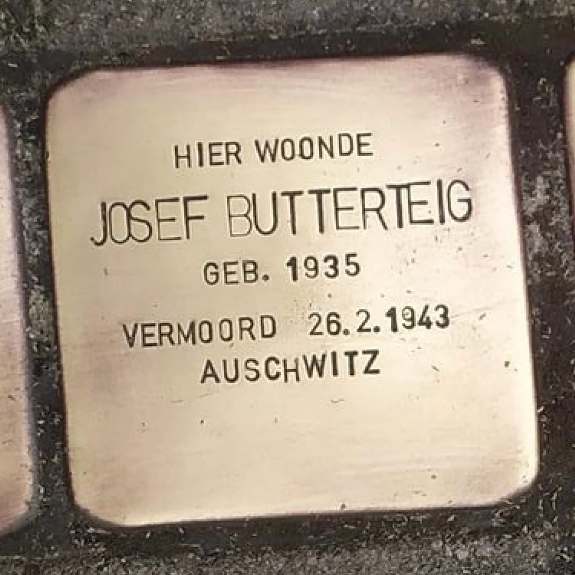 Struikelsteen voor Josef Butterteig