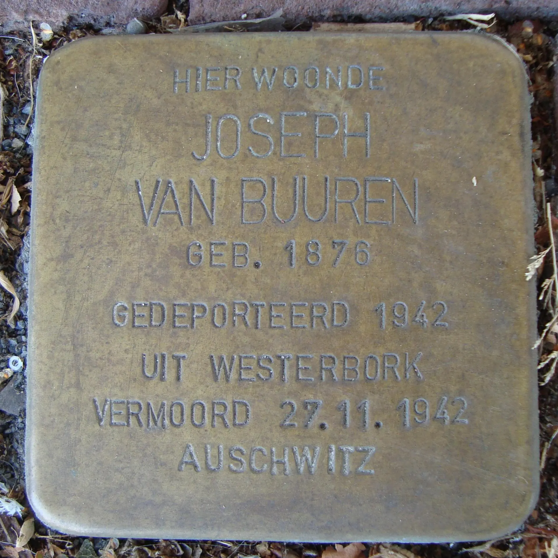 Struikelsteen voor Joseph van Buuren