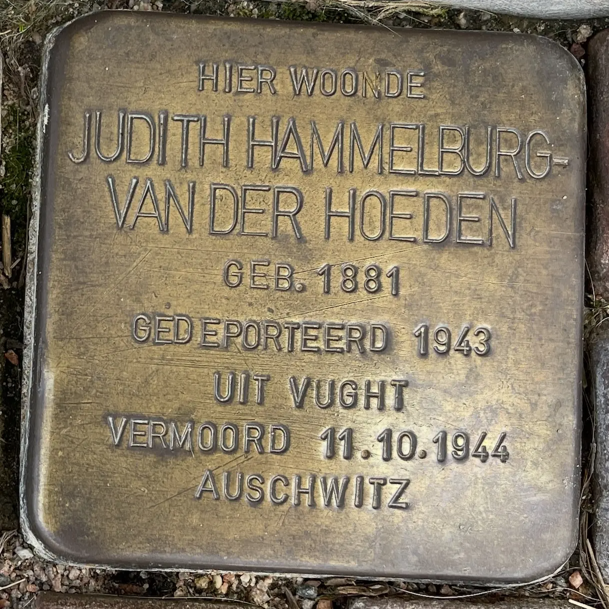 Struikelsteen voor Judith Hammelburg-van der Hoeden