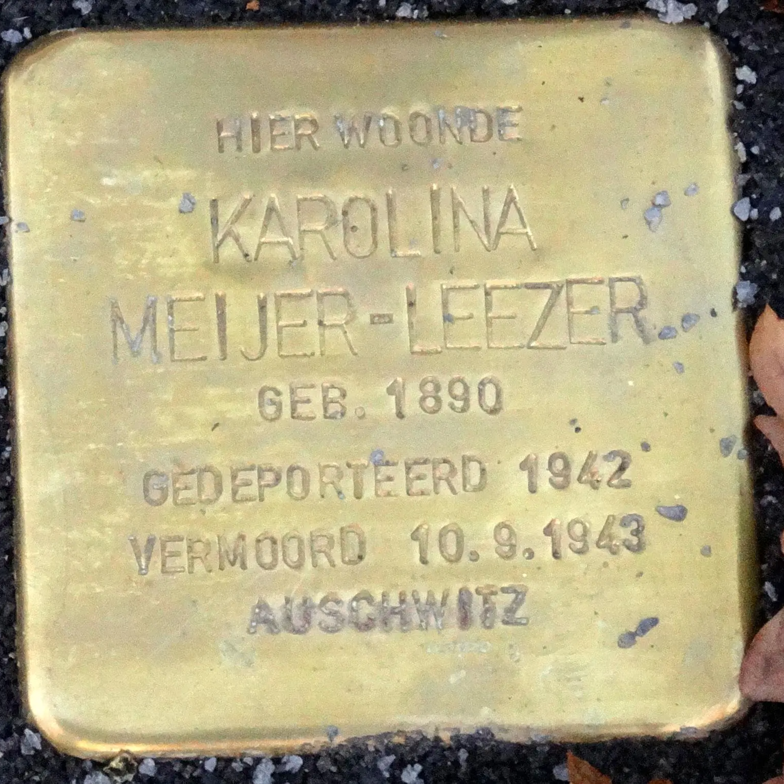 Struikelsteen voor Karolina Meijer-Leezer