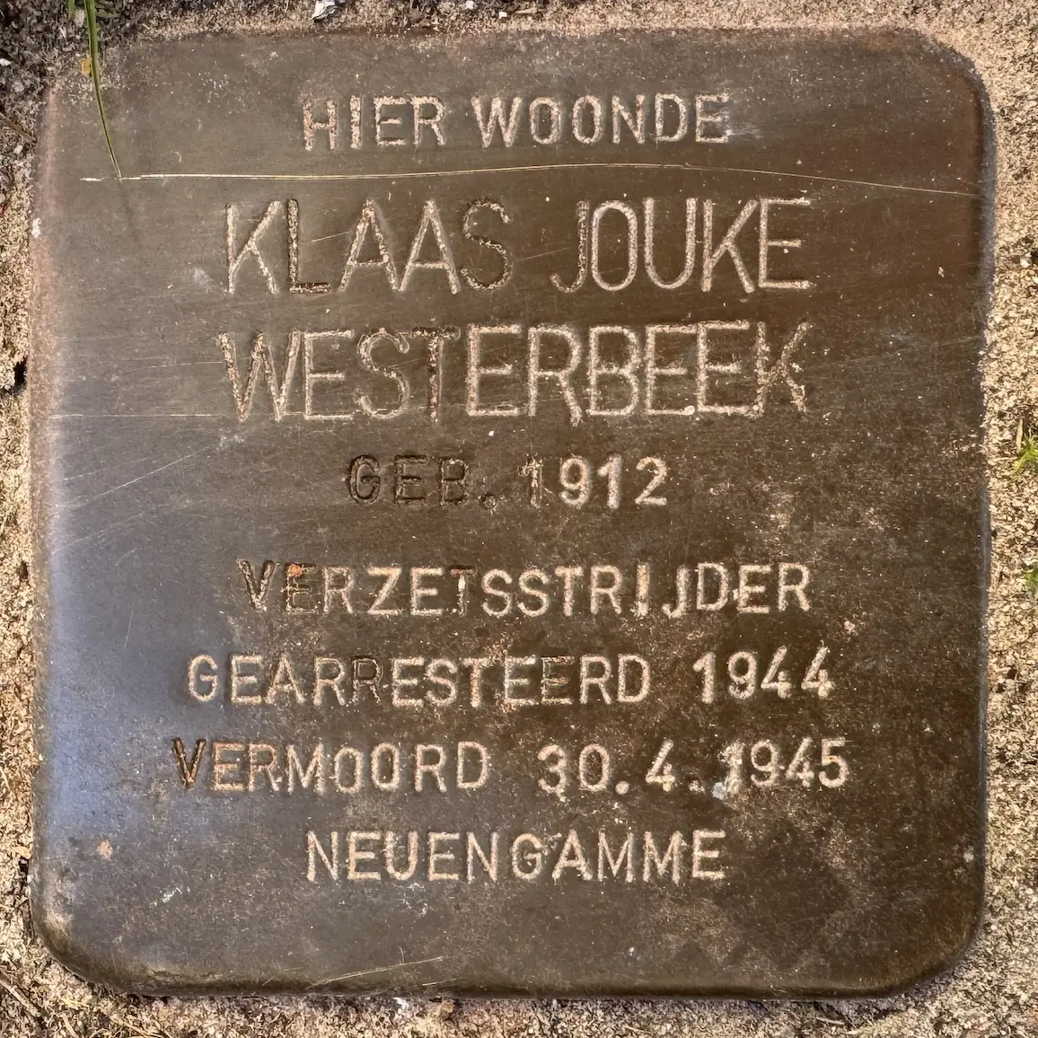 Struikelsteen voor Klaas Jouke Westerbeek