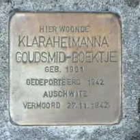 Struikelsteen voor Klara Heimanna Goudsmid-Boektje