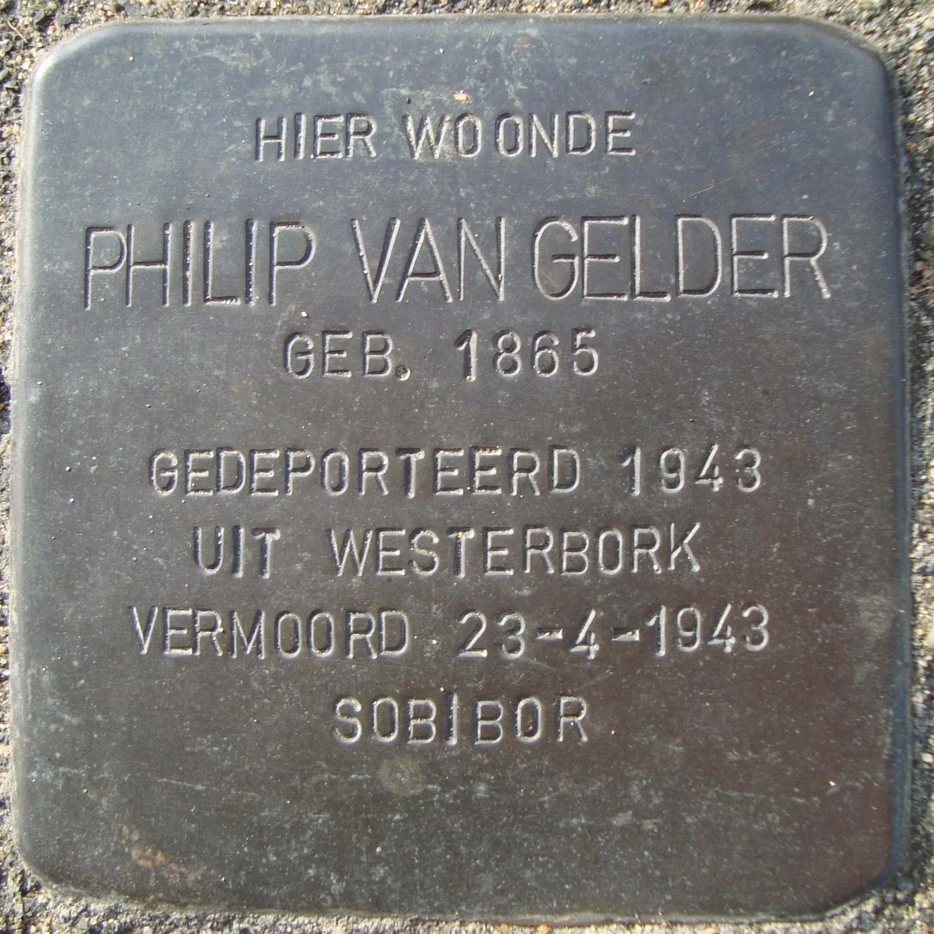 Struikelsteen voor Philip van Gelder