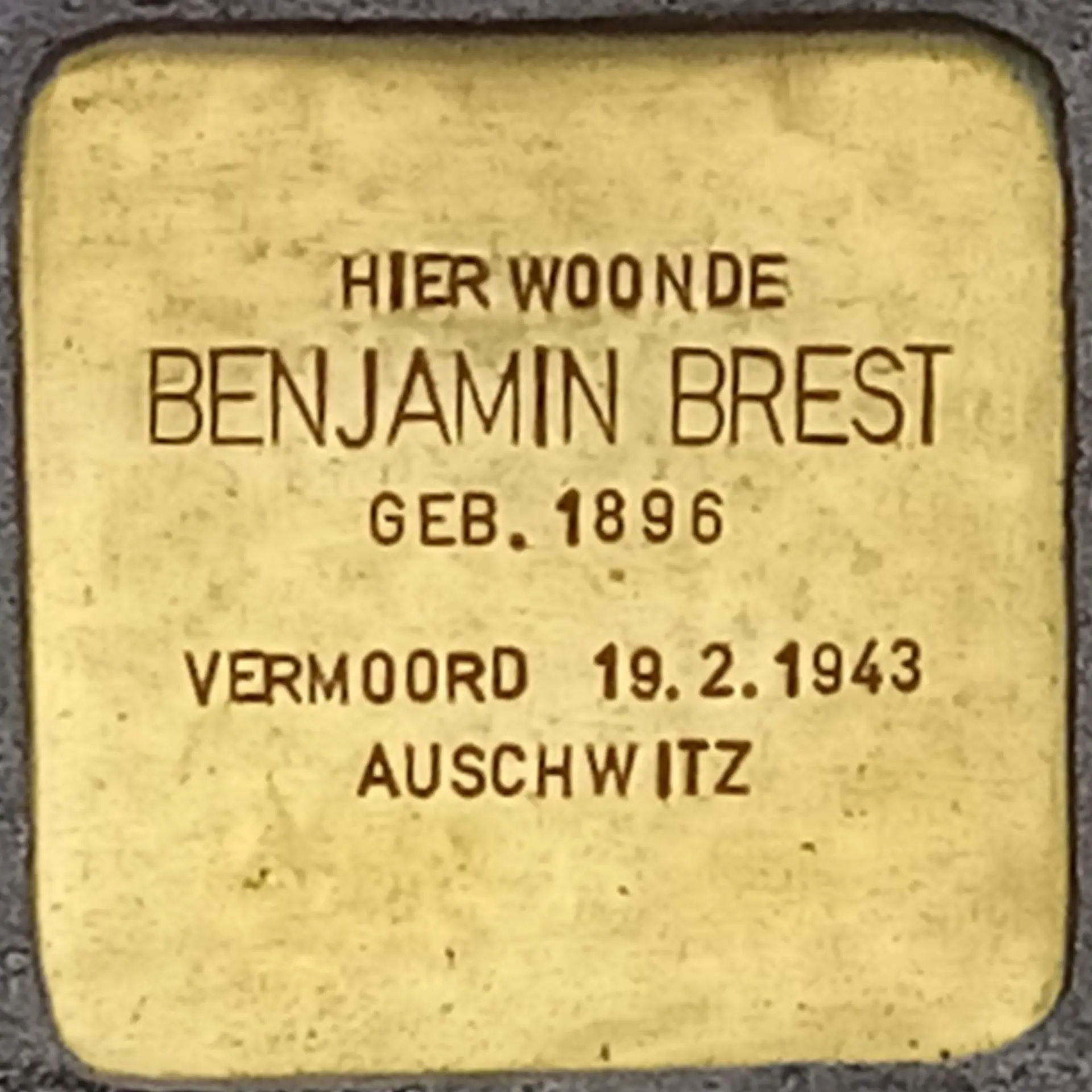 Struikelsteen voor Benjamin Brest