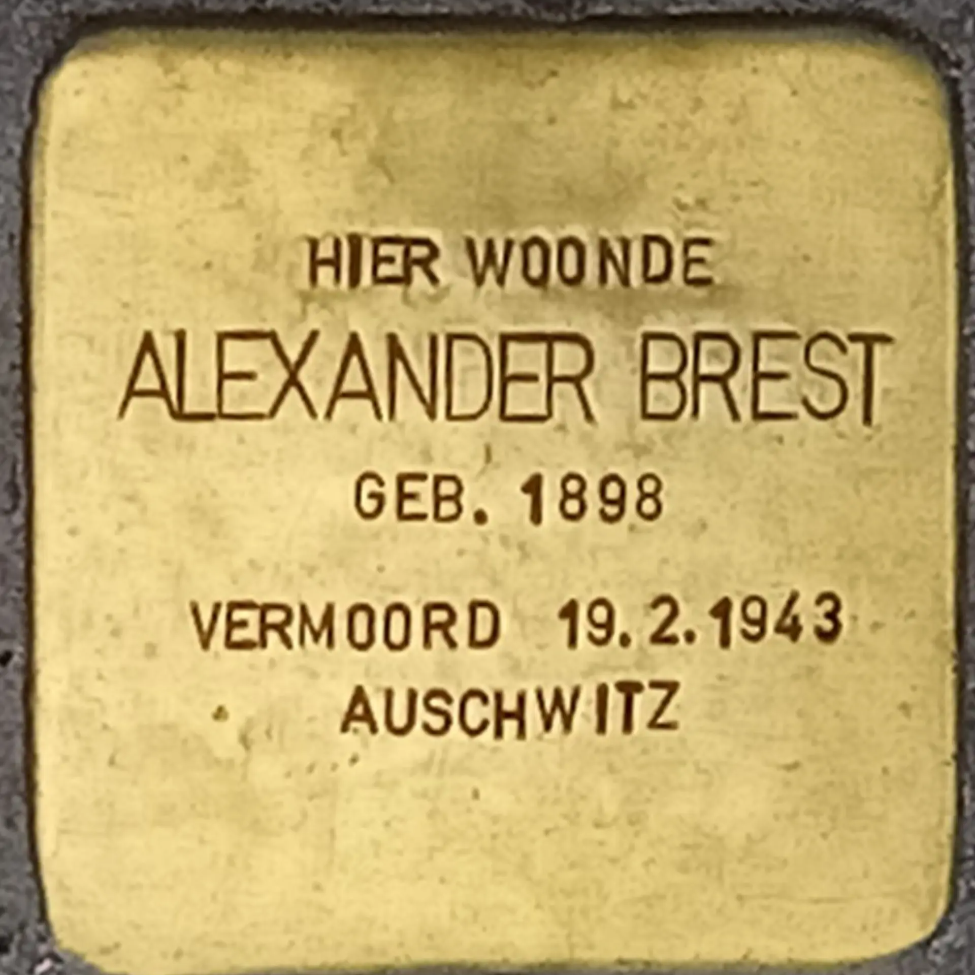 Struikelsteen voor Alexander Brest