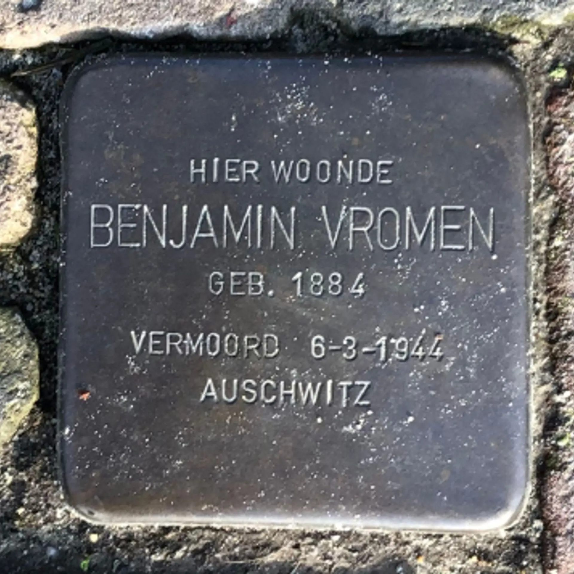 Struikelsteen voor Benjamin Vromen