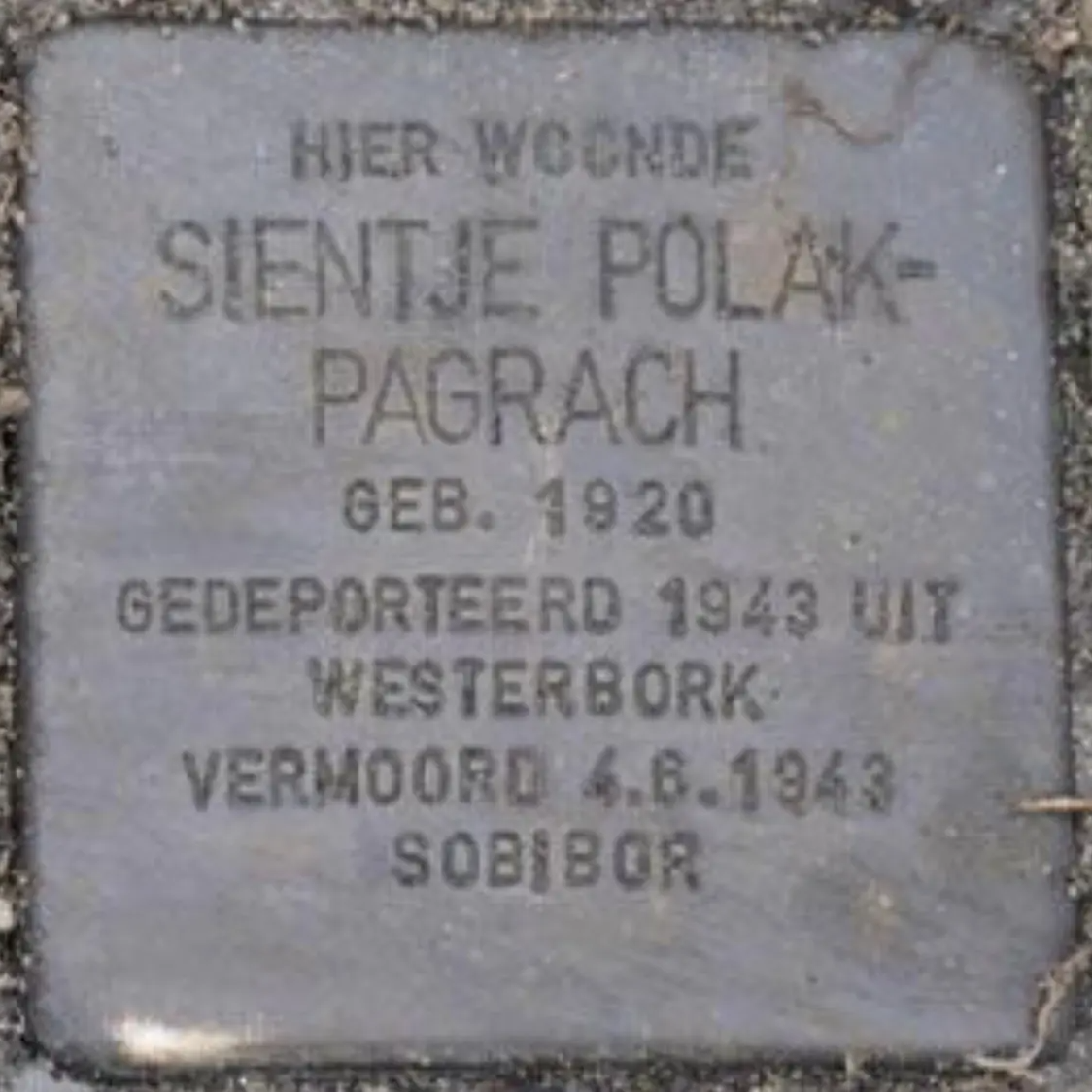 Struikelsteen voor Sientje Polak-Pagrach