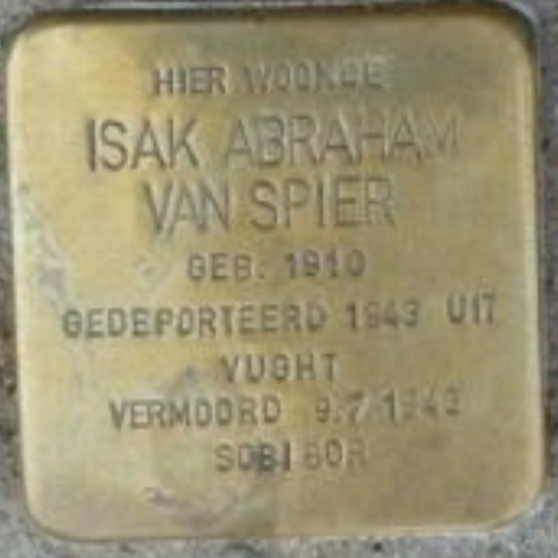 Struikelsteen voor Isak Abraham van Spier