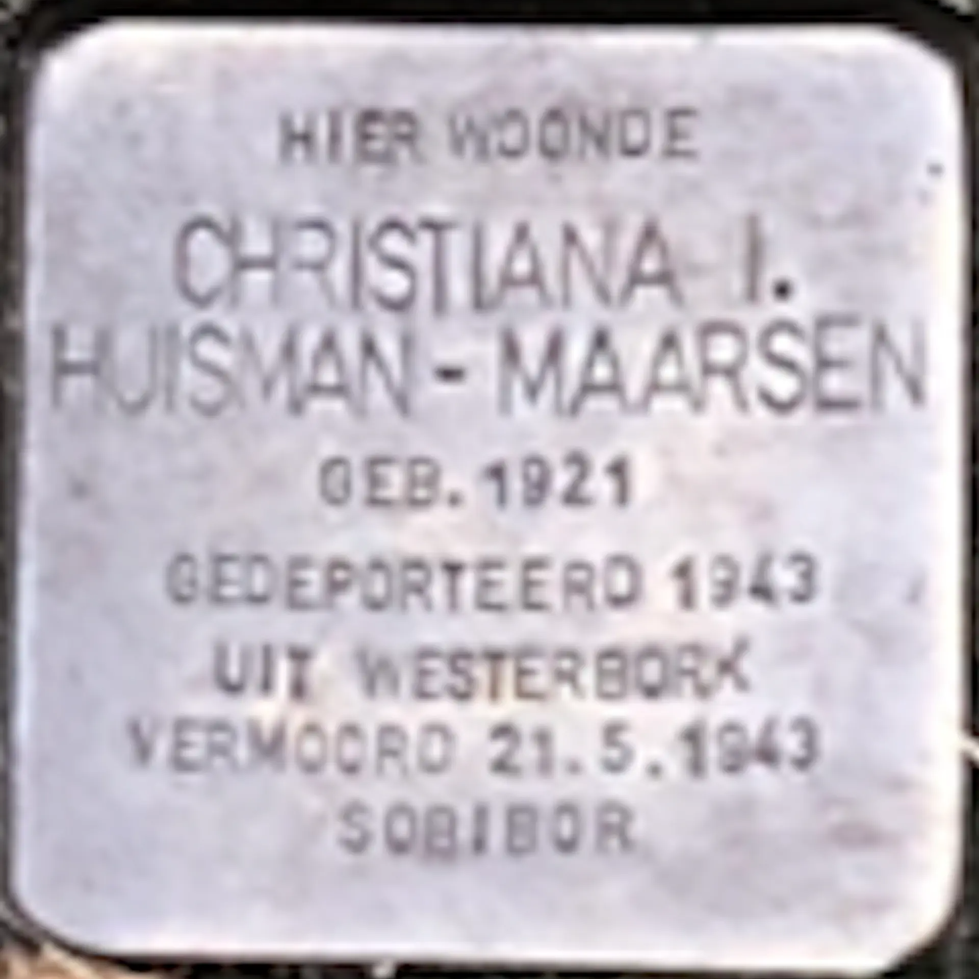 Struikelsteen voor Christina Isaaca Huisman-Maarssen