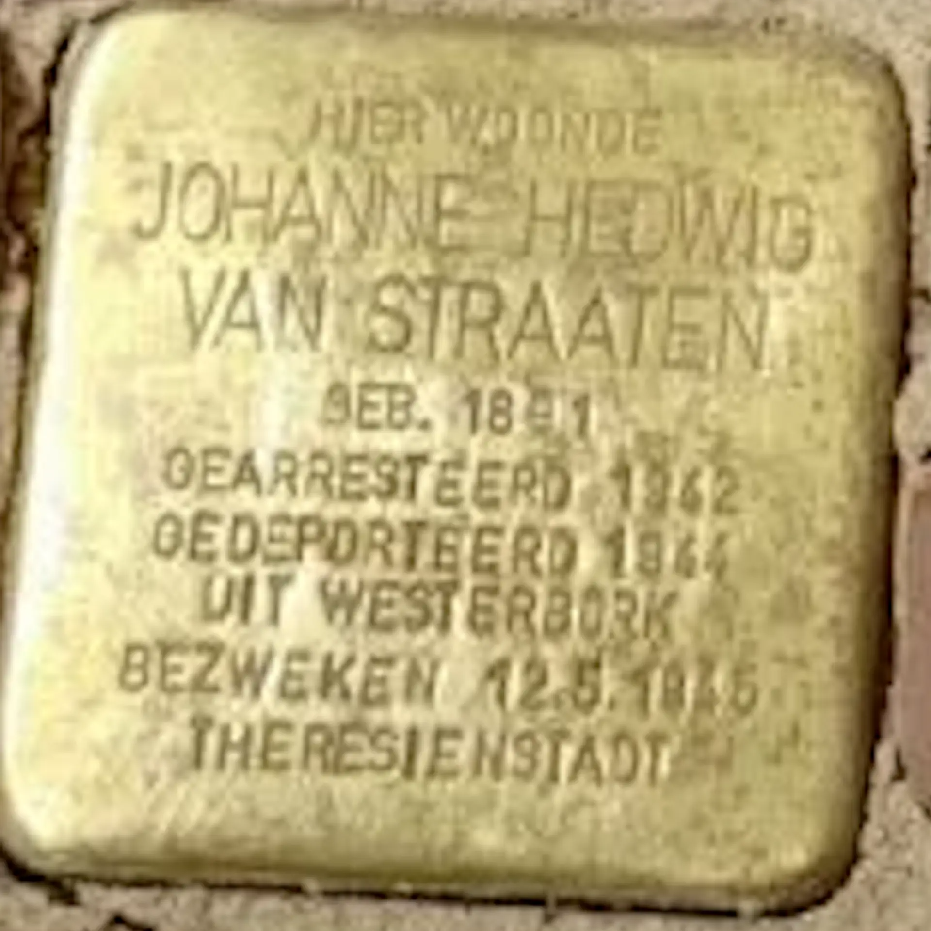 Struikelsteen voor Johanne Hedwig van Straaten