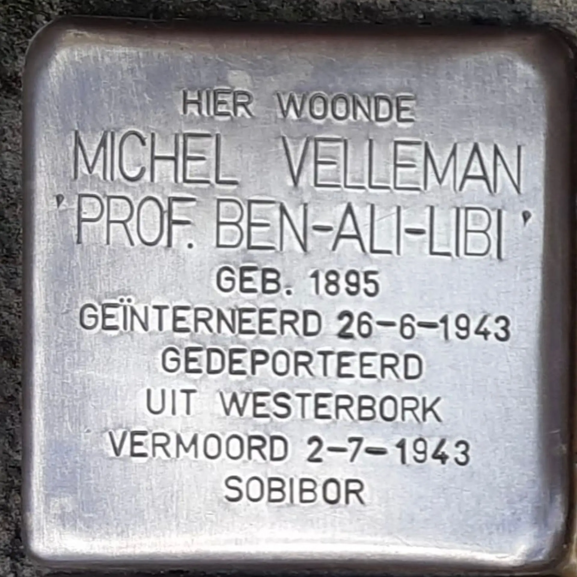 Struikelsteen voor Michel Velleman