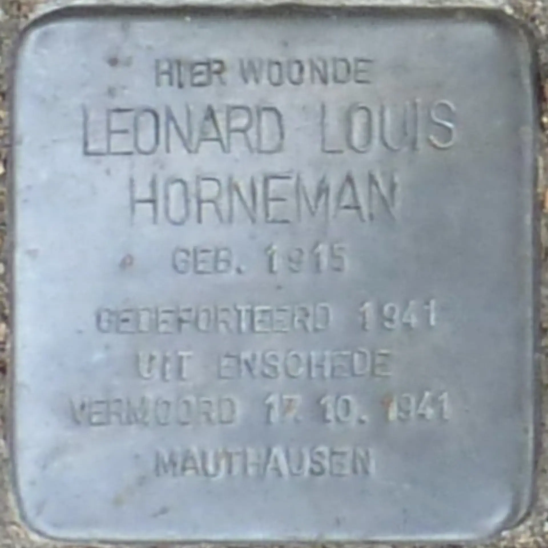 Struikelsteen voor Leonard Louis Horneman