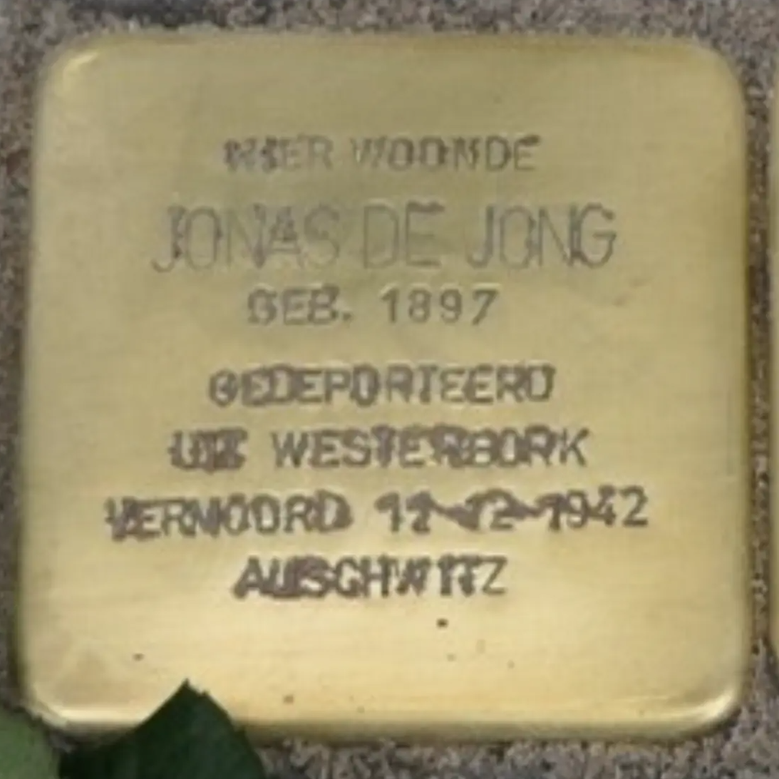 Struikelsteen voor Jonas de Jong