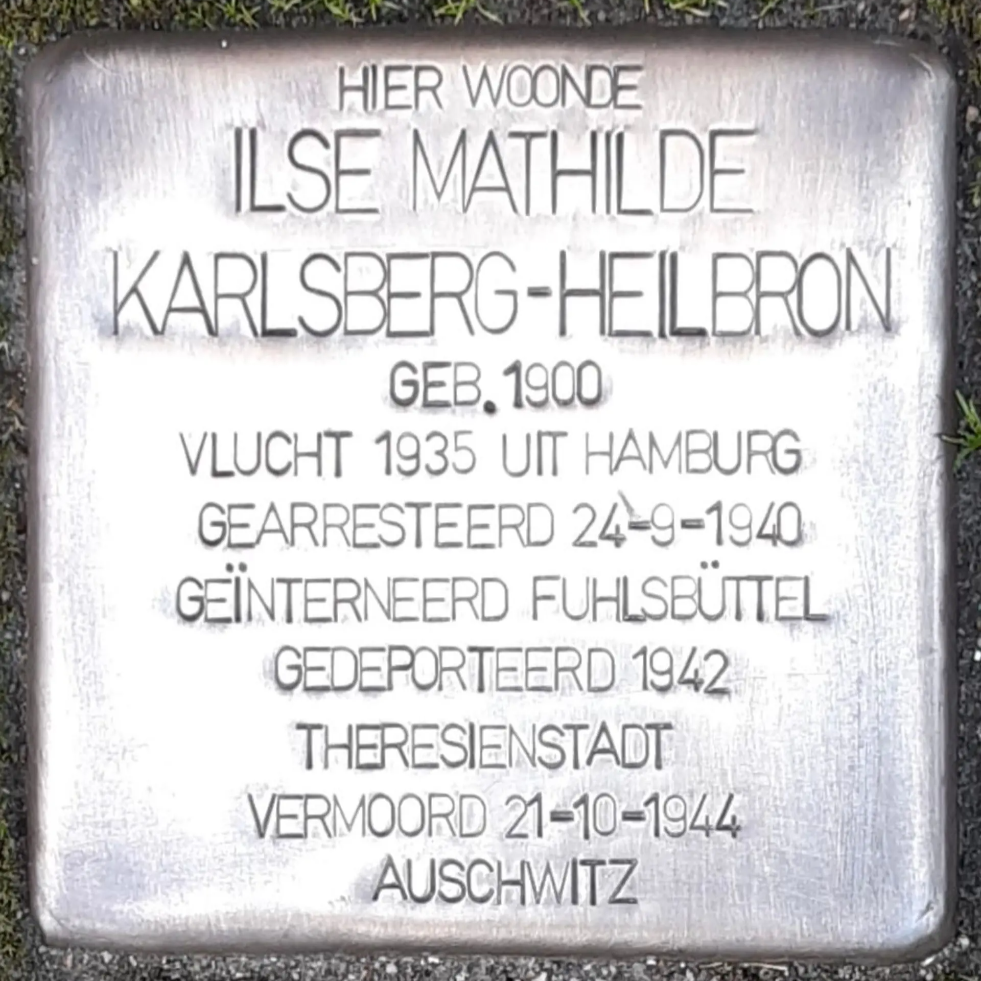 Struikelsteen voor Ilse Mathilde Karlsberg-Heilbron