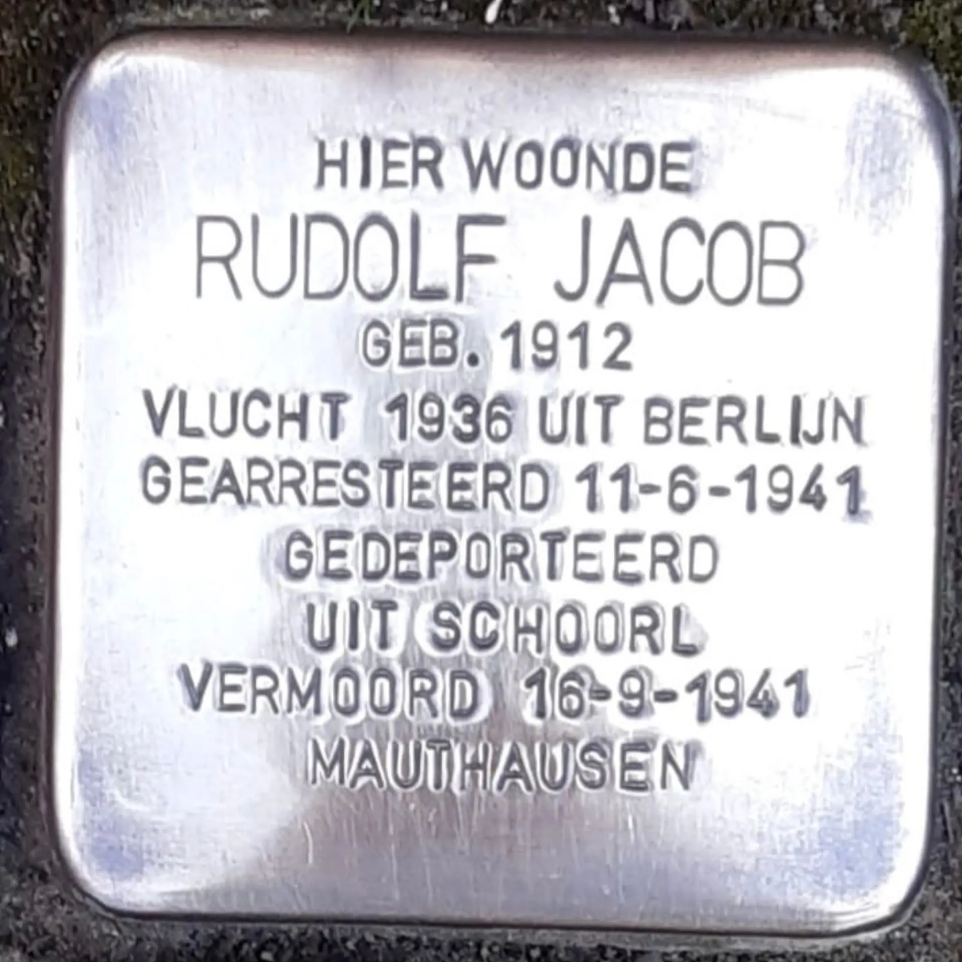 Struikelsteen voor Rudolf Jacob