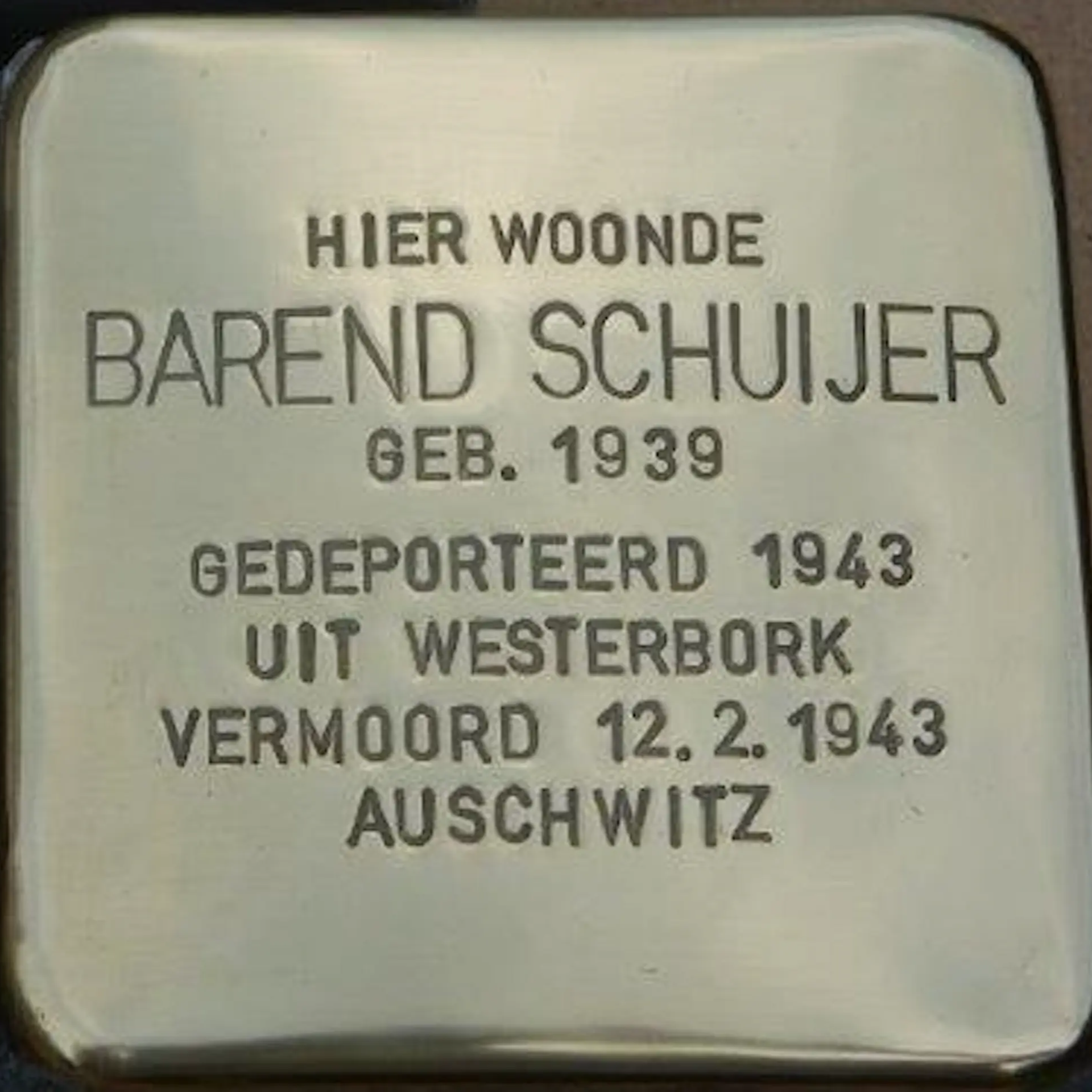 Struikelsteen voor Barend Schuijer