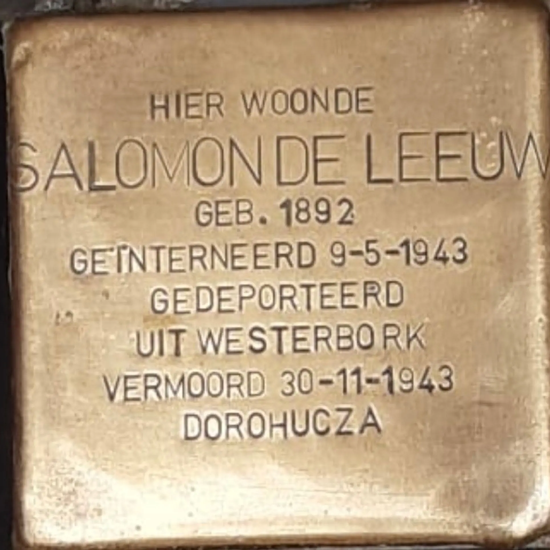 Struikelsteen voor Salomon Hartog de Leeuw