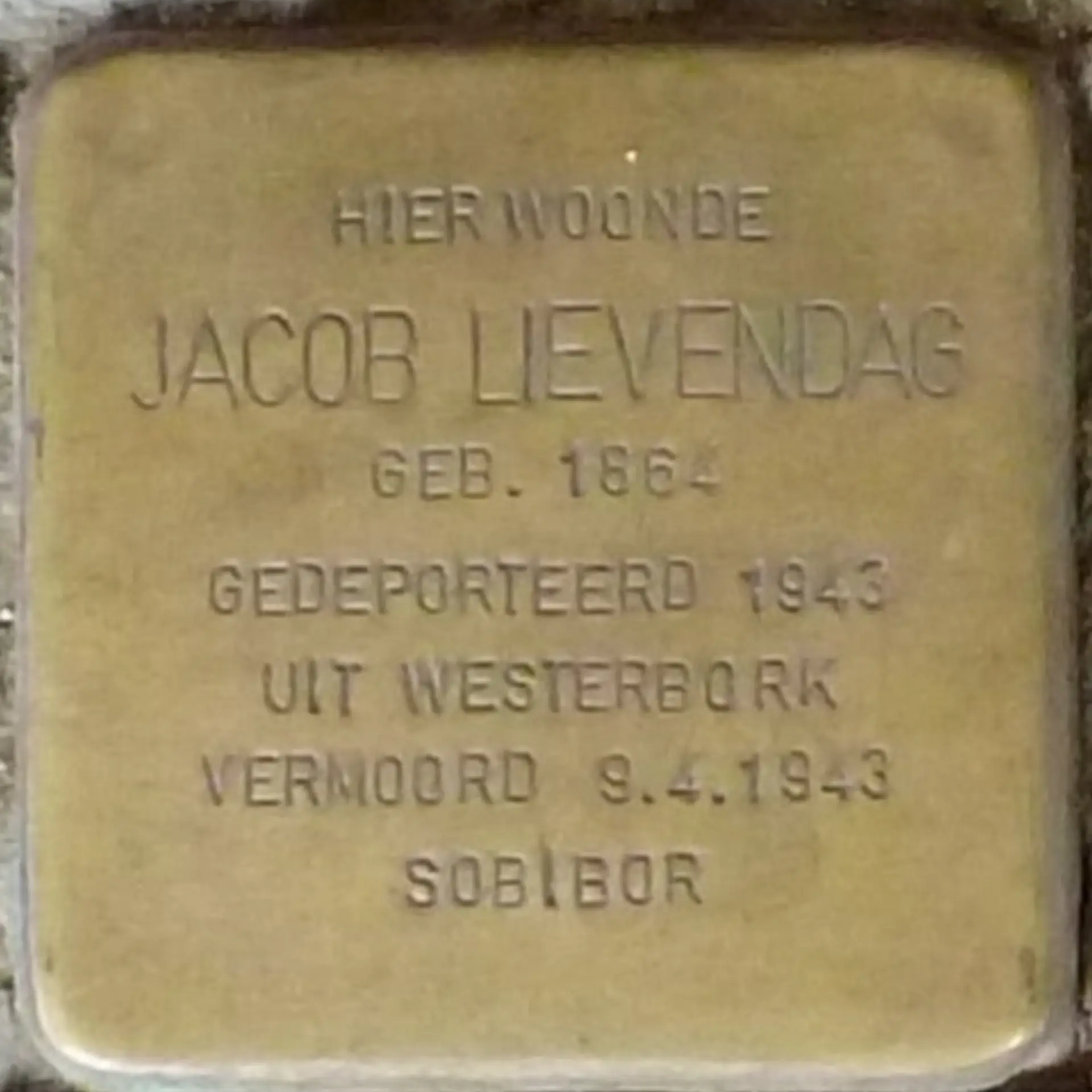 Struikelsteen voor Jacob Lievendag