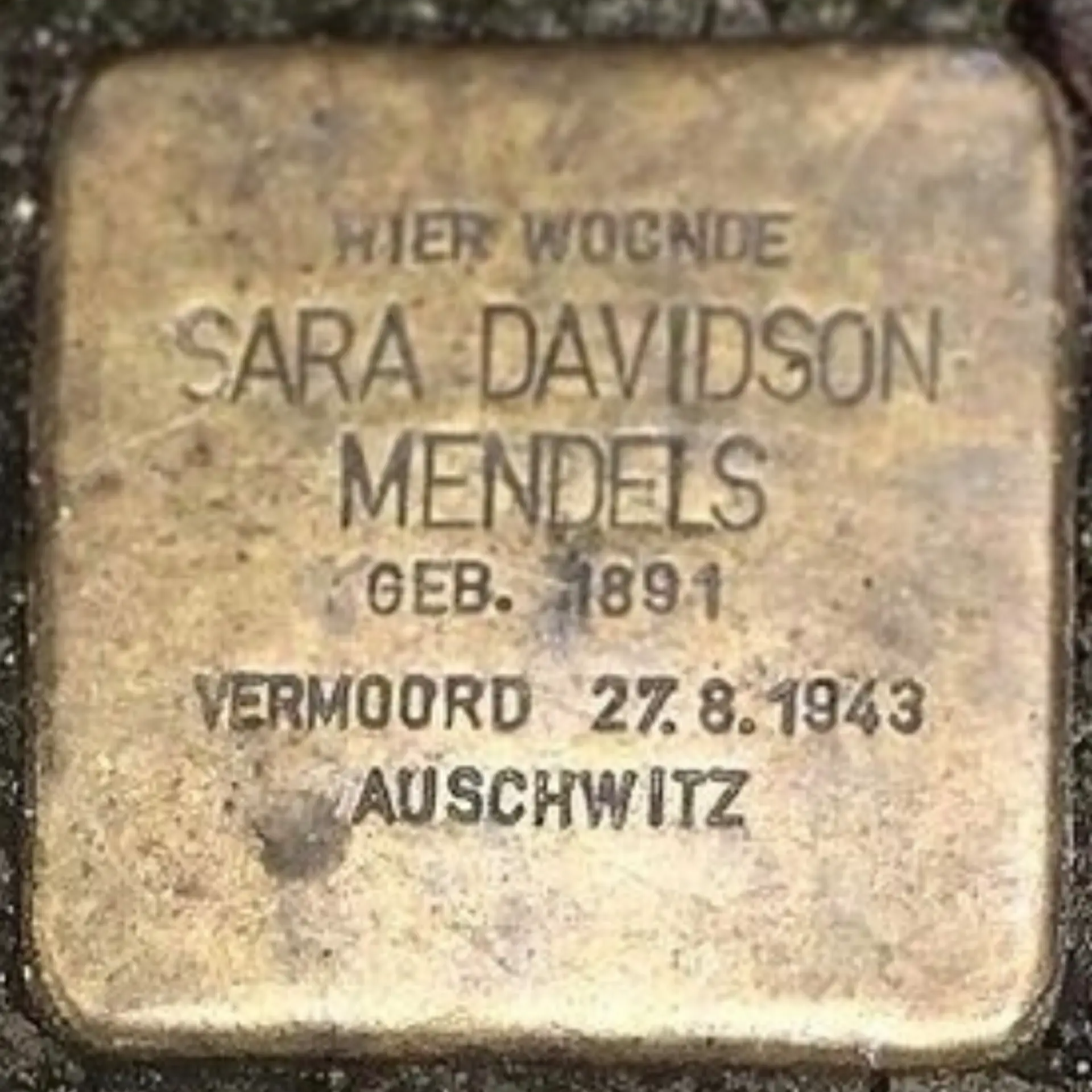 Struikelsteen voor Sara Davidson-Mendels
