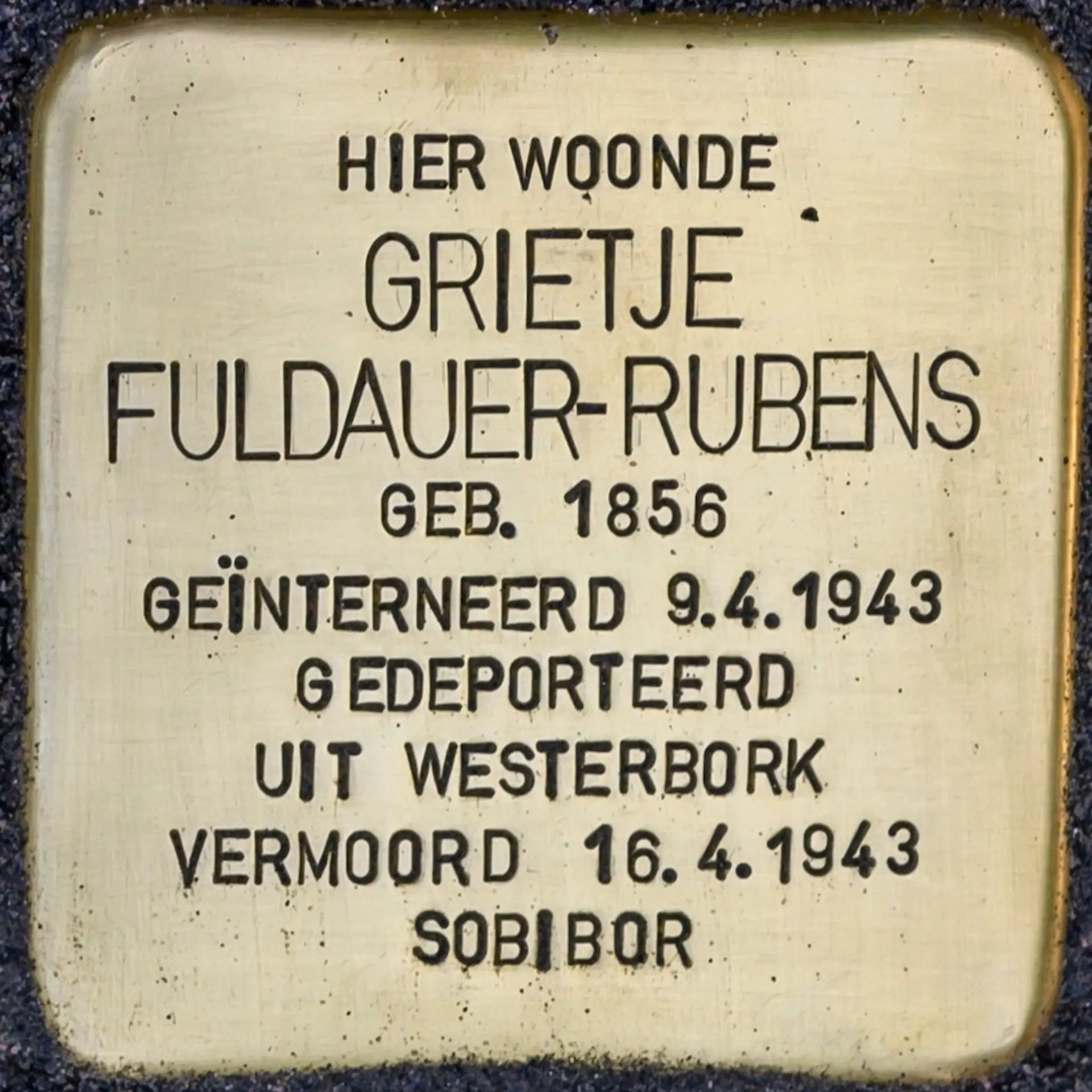 Struikelsteen voor Grietje Fuldauer-Rubens