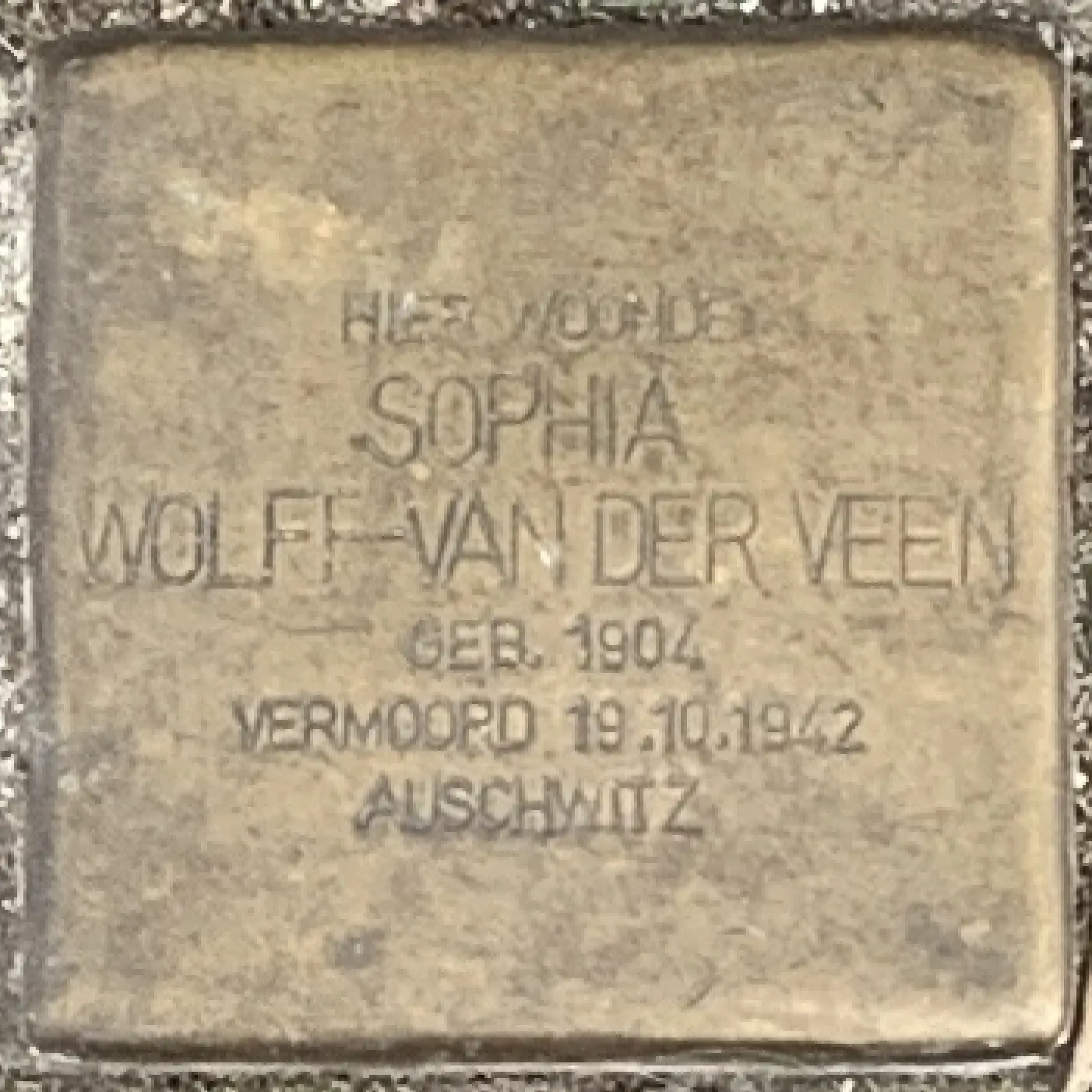 Struikelsteen voor Sophia Wolff-van der Veen