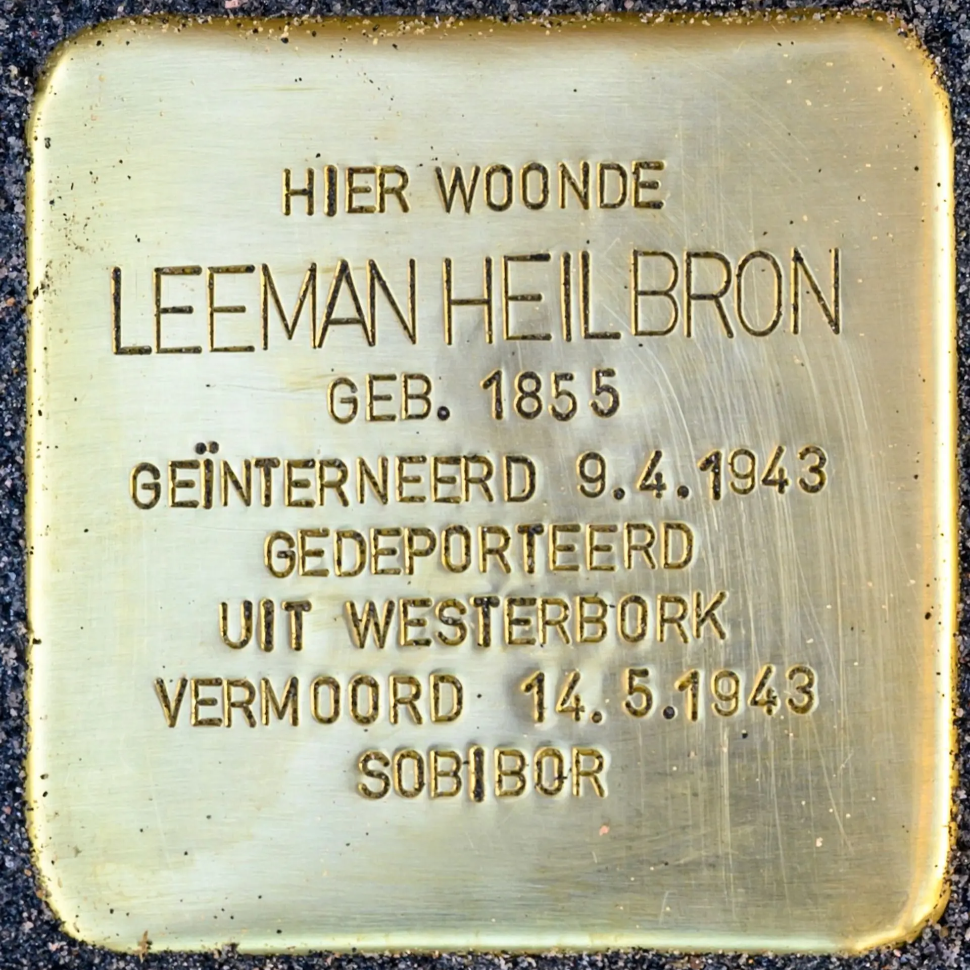 Struikelsteen voor Leeman Heilbron
