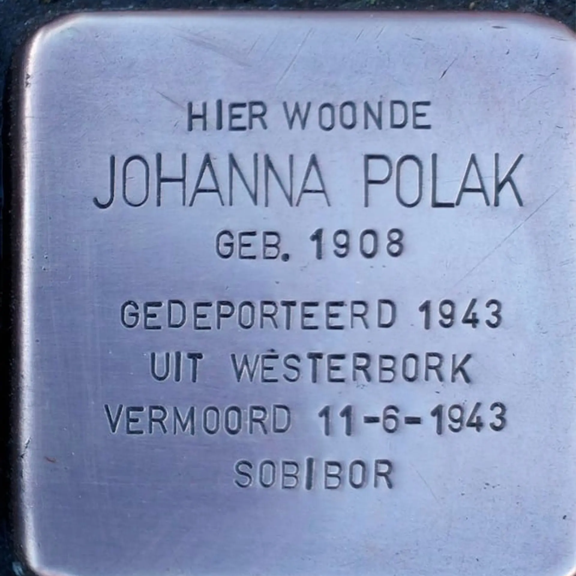 Struikelsteen voor Johanna Polak