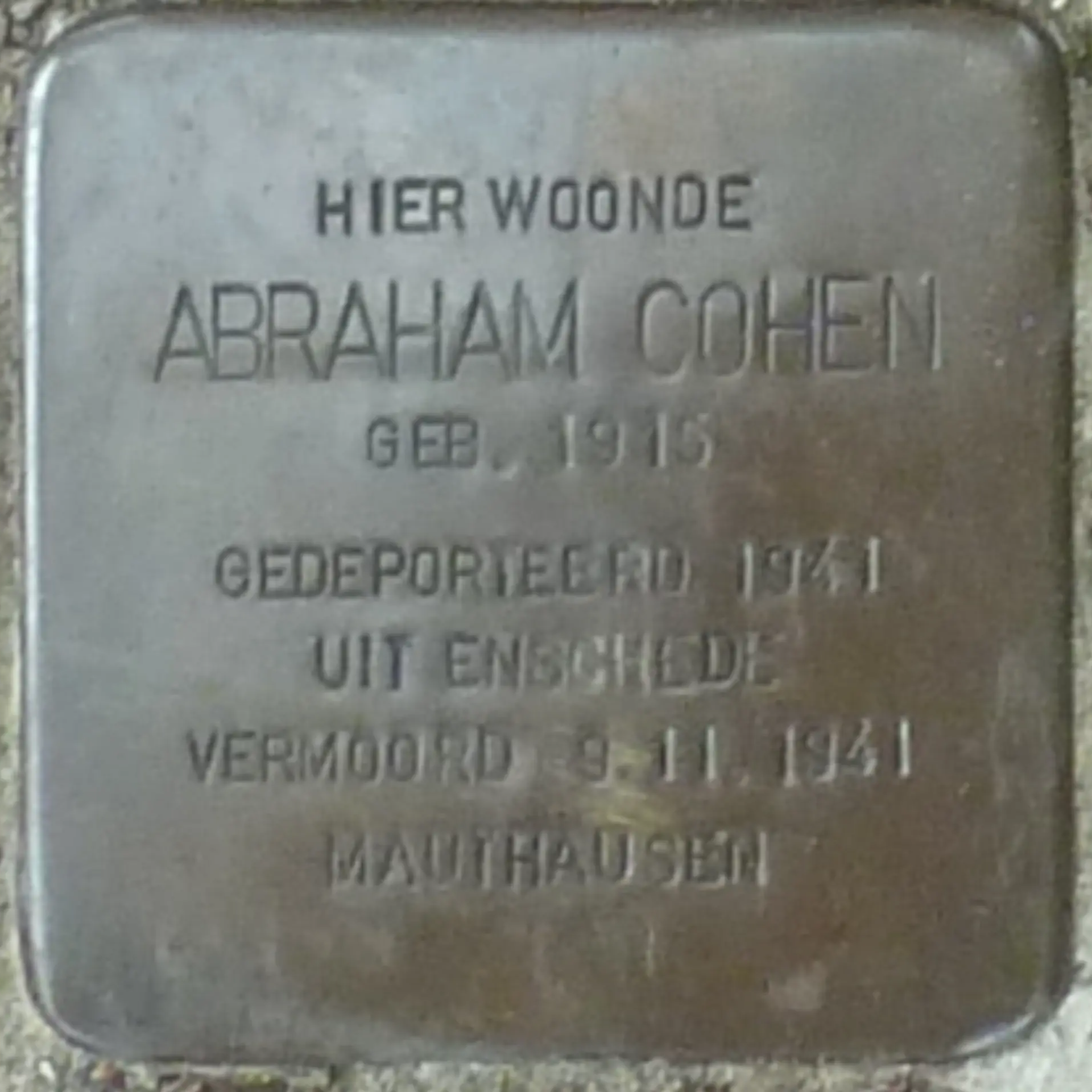 Struikelsteen voor Abraham Cohen