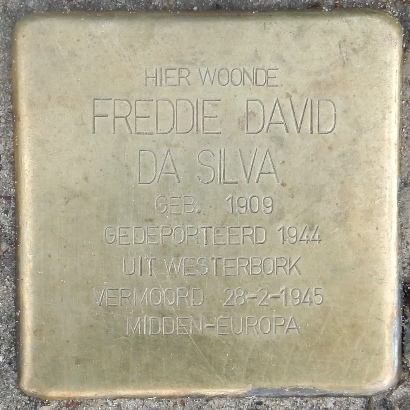 Struikelsteen voor Freddie David Bram da Silva