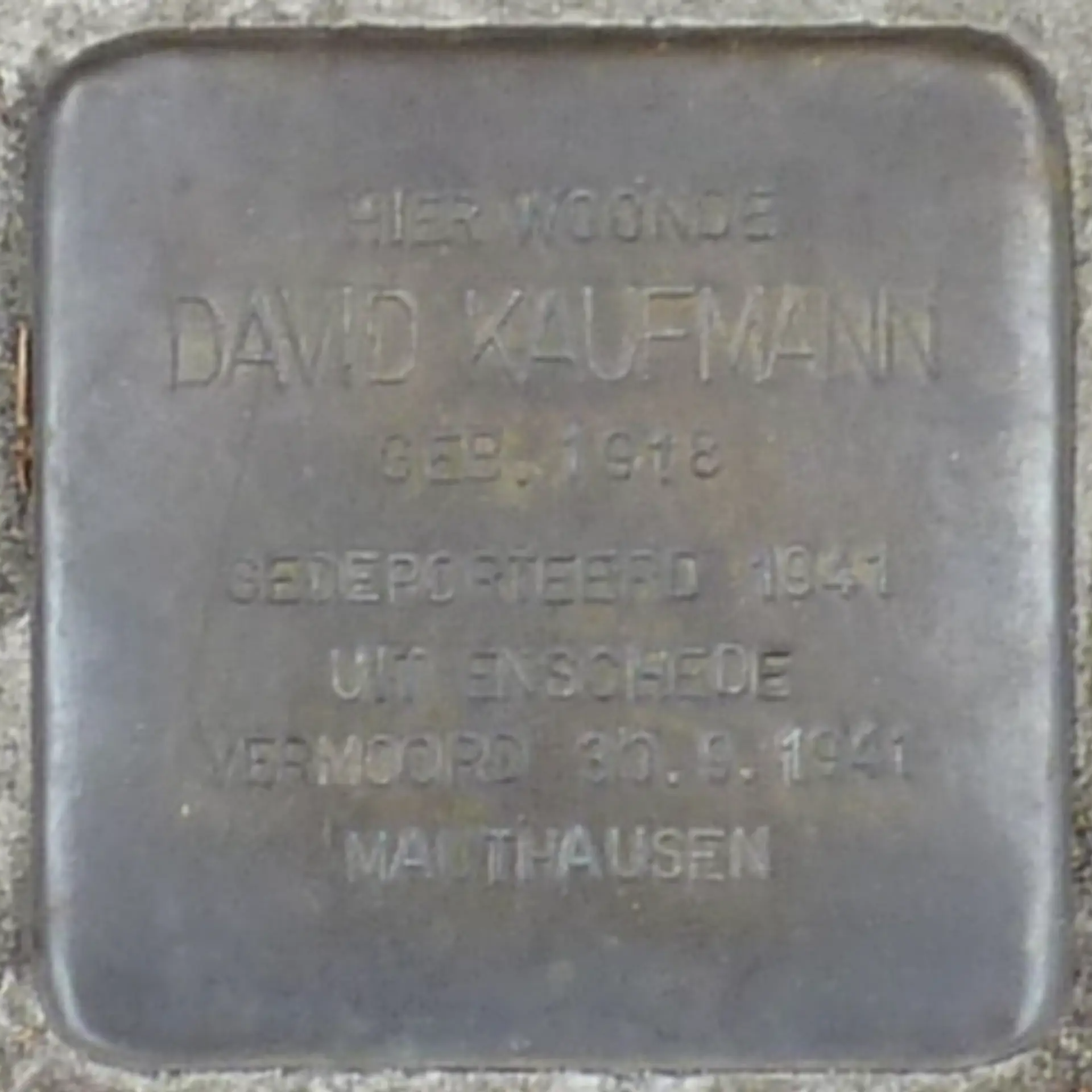 Struikelsteen voor David Kaufmann