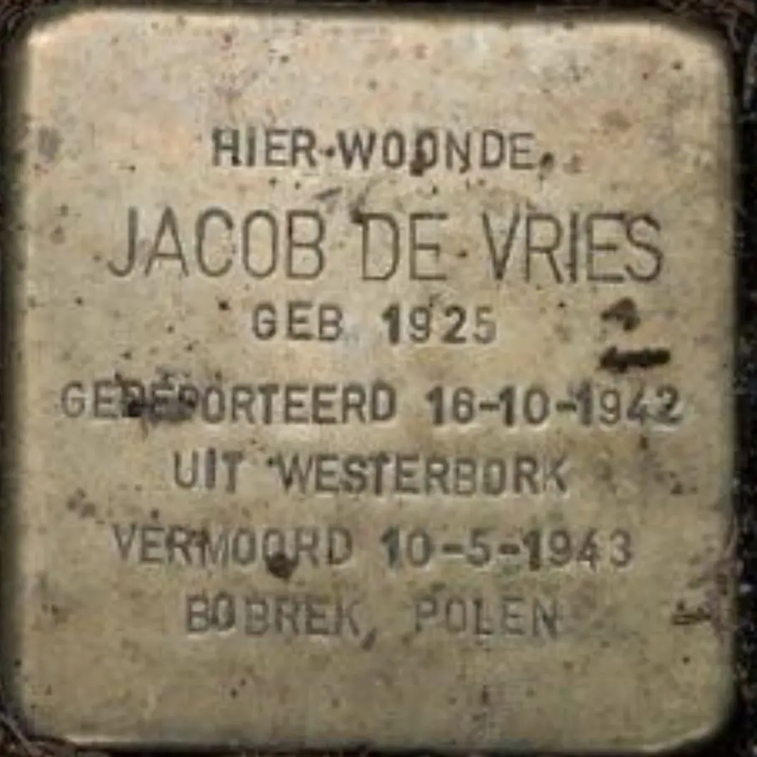 Struikelsteen voor Jacob de Vries