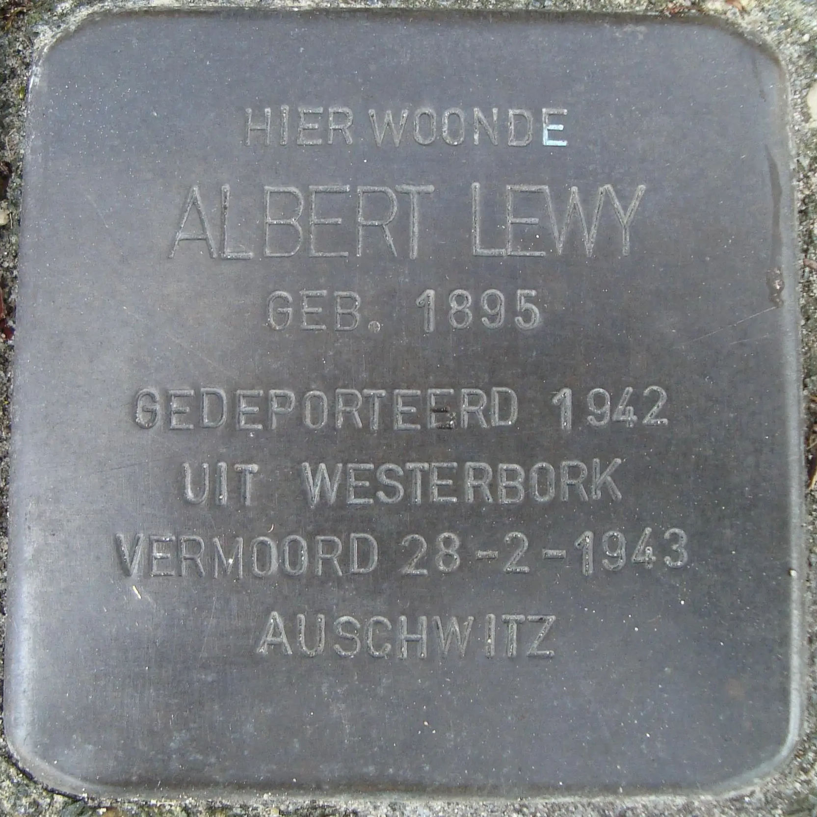Struikelsteen voor Albert Lewy