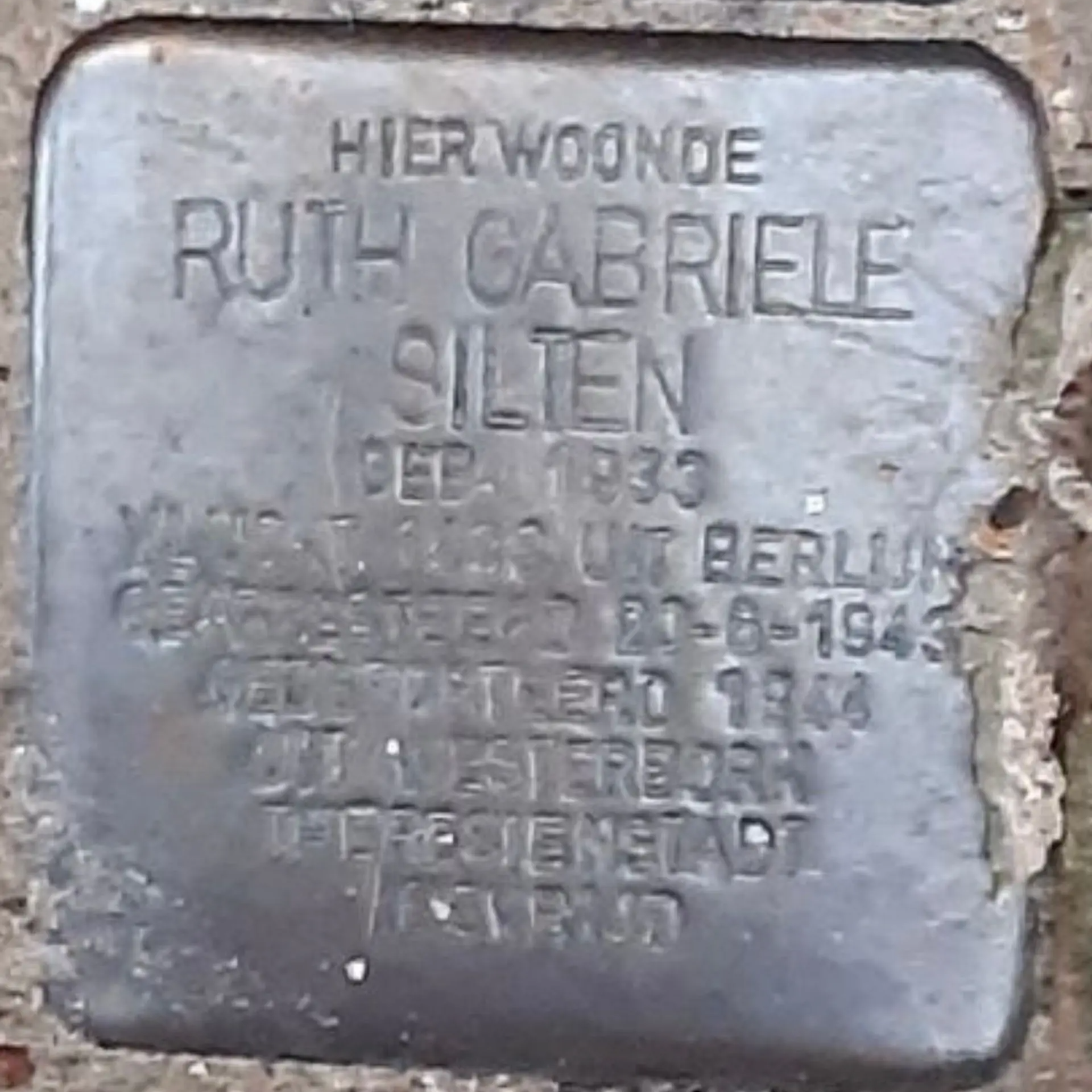 Struikelsteen voor R. Gabriele S. Silten