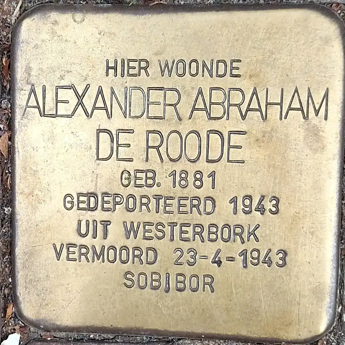 Struikelsteen voor Alexander Abraham de Roode