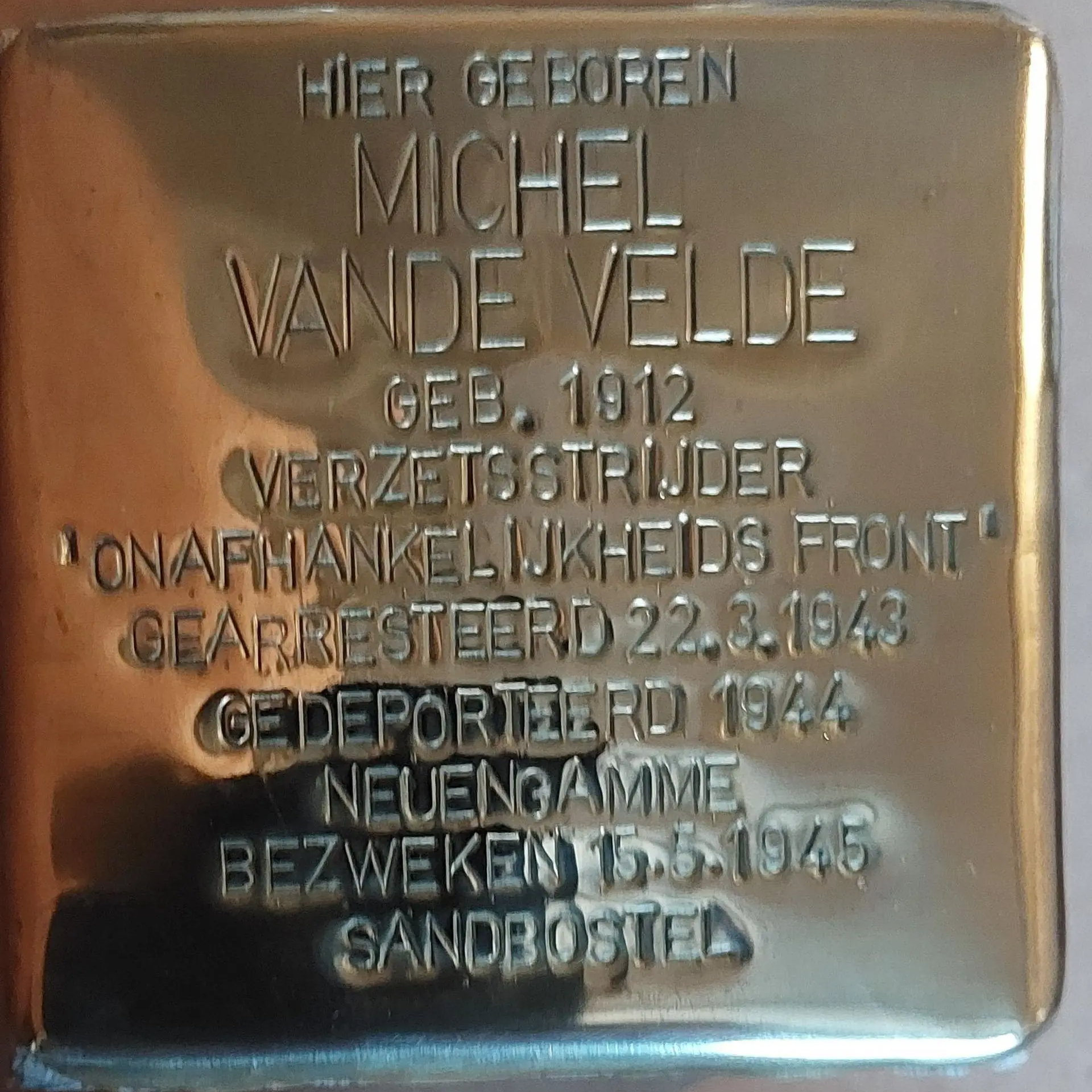 Struikelsteen voor Michel Vande Velde