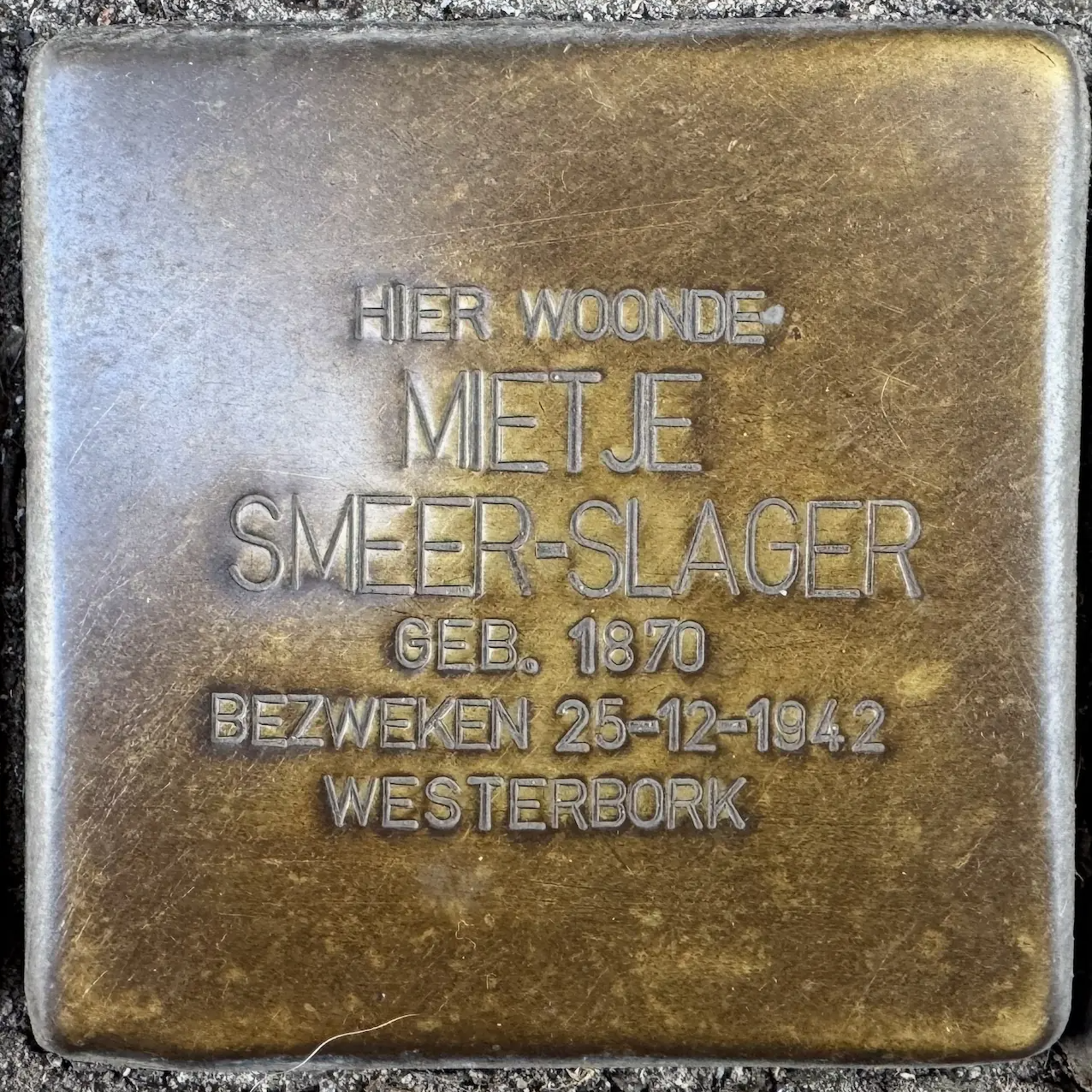 Struikelsteen voor Mietje Smeer-Slager