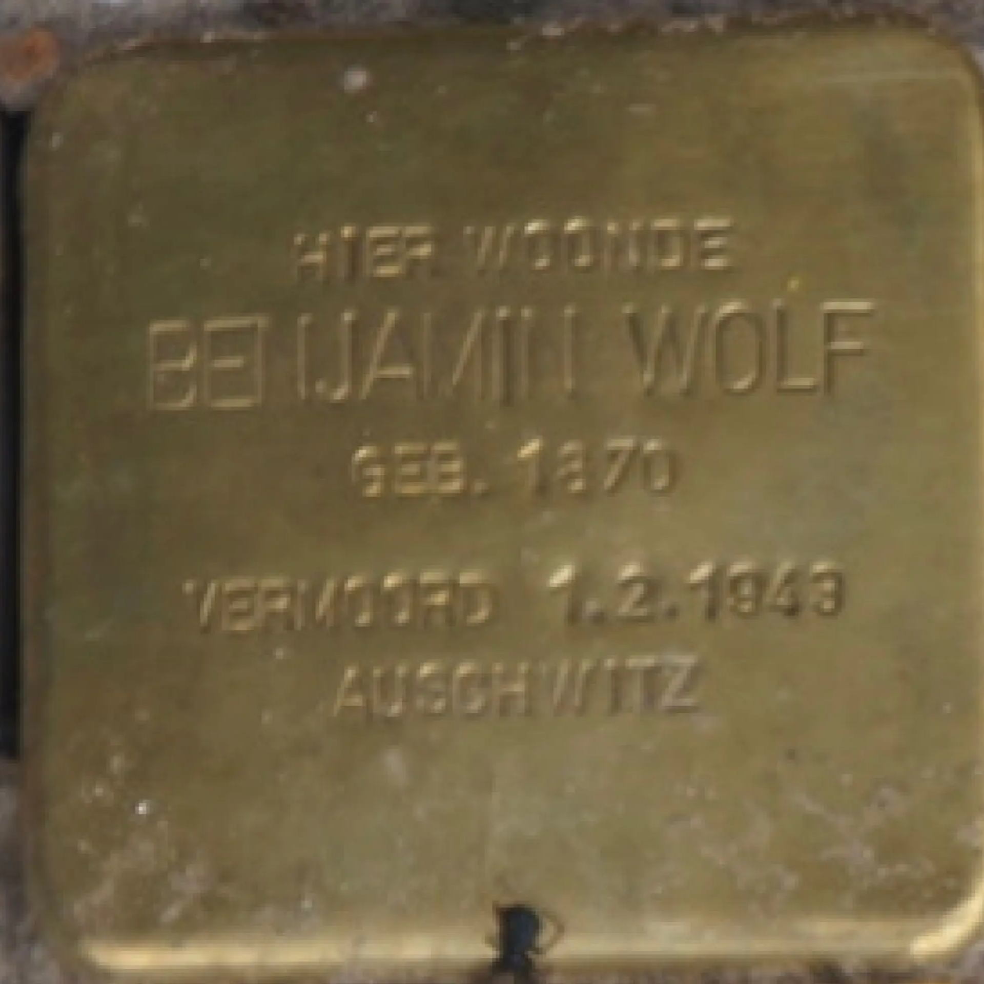 Struikelsteen voor Benjamin Wolf