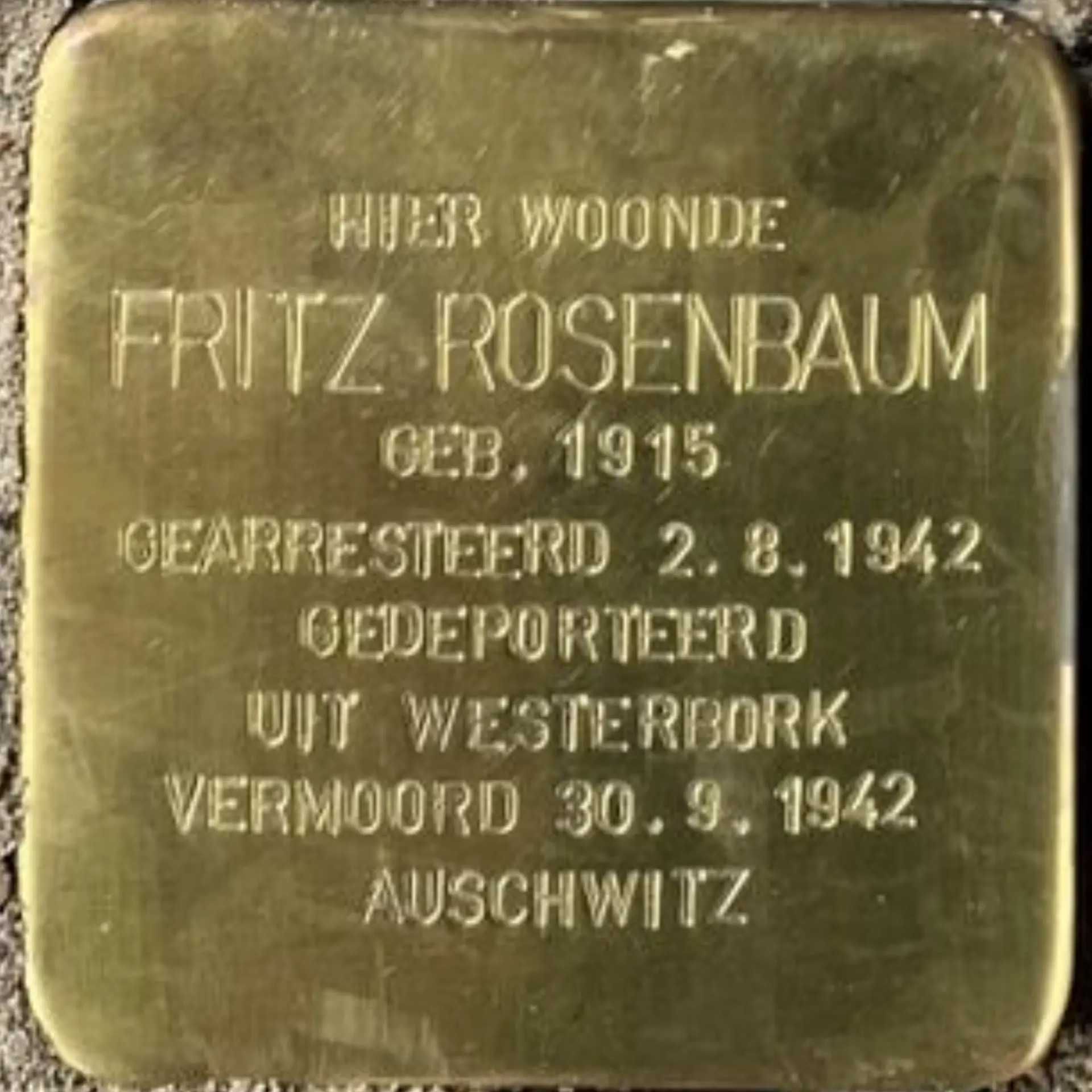 Struikelsteen voor Fritz Rosenbaum