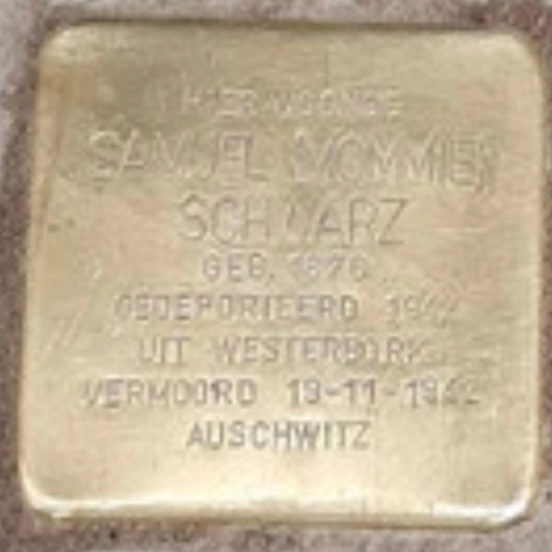 Struikelsteen voor Samuel Schwarz
