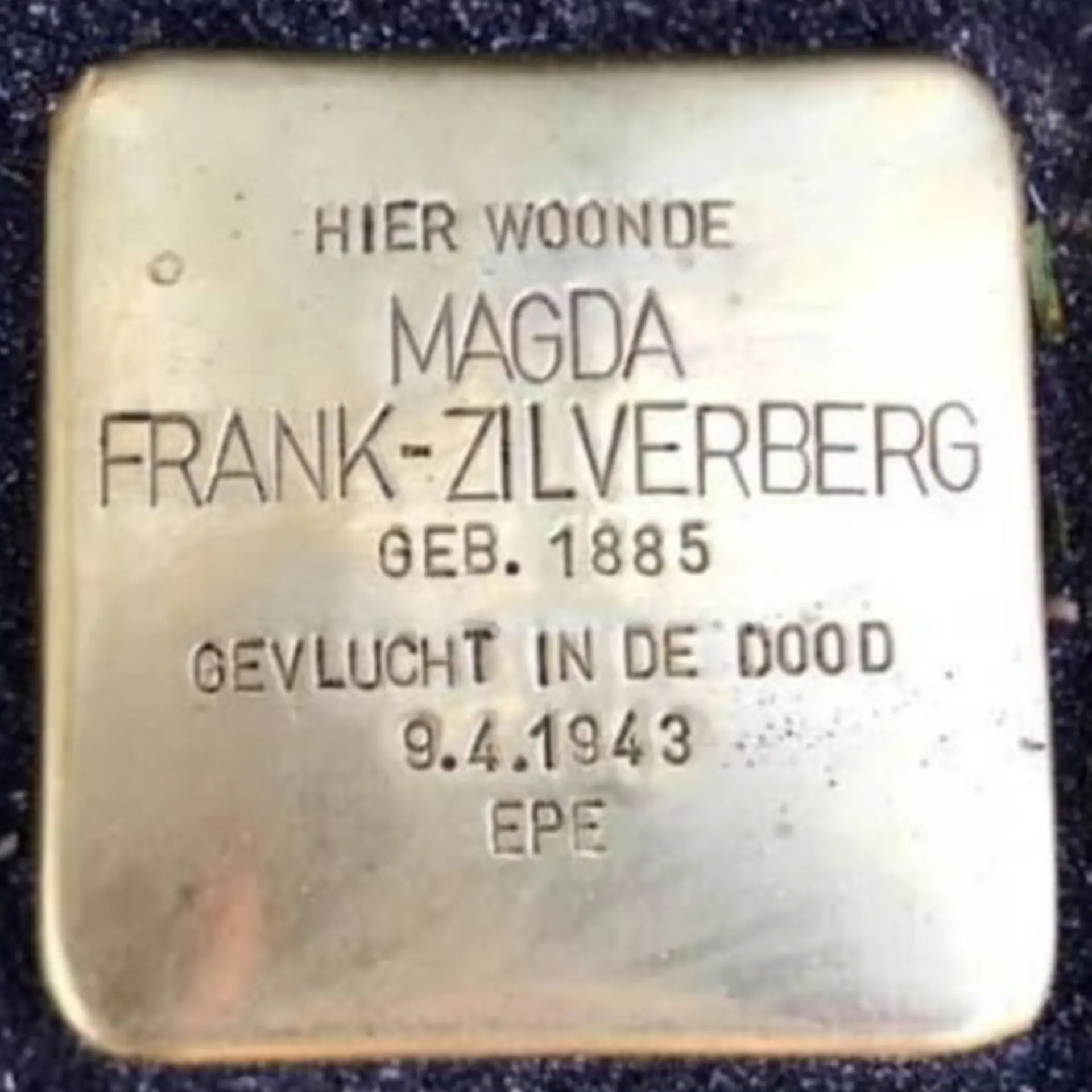 Struikelsteen voor Magda Frank-Zilverberg