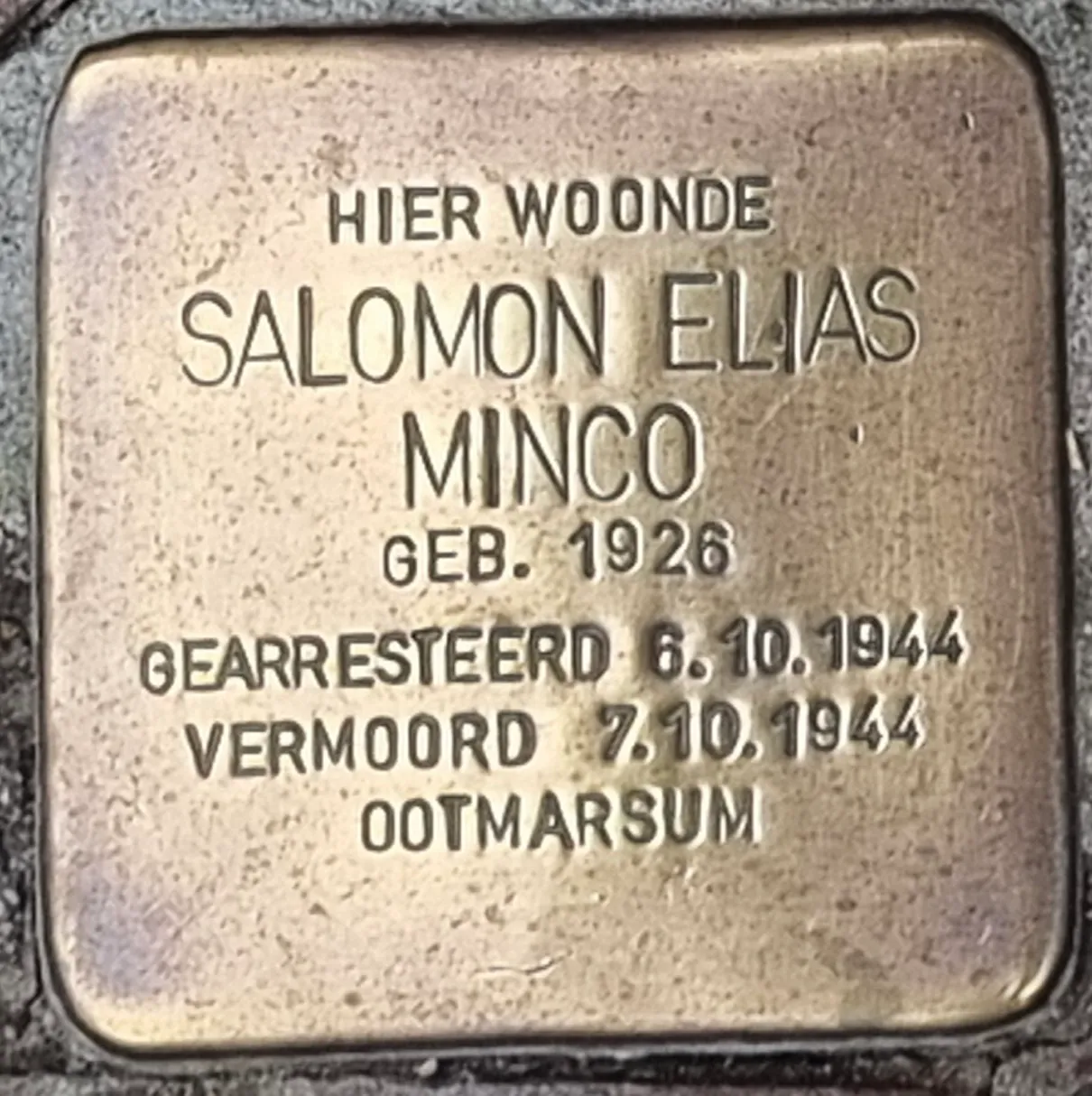 Struikelsteen voor Salomon Elias Minco