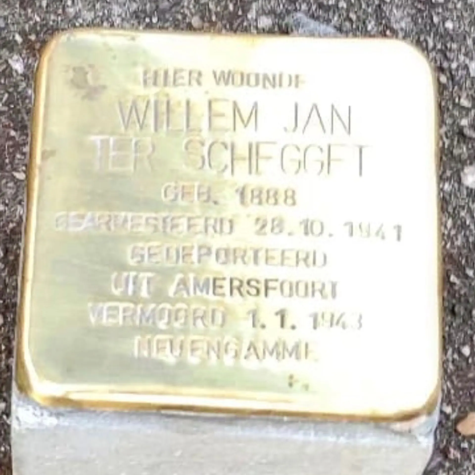 Struikelsteen voor Willem Jan ter Schegget